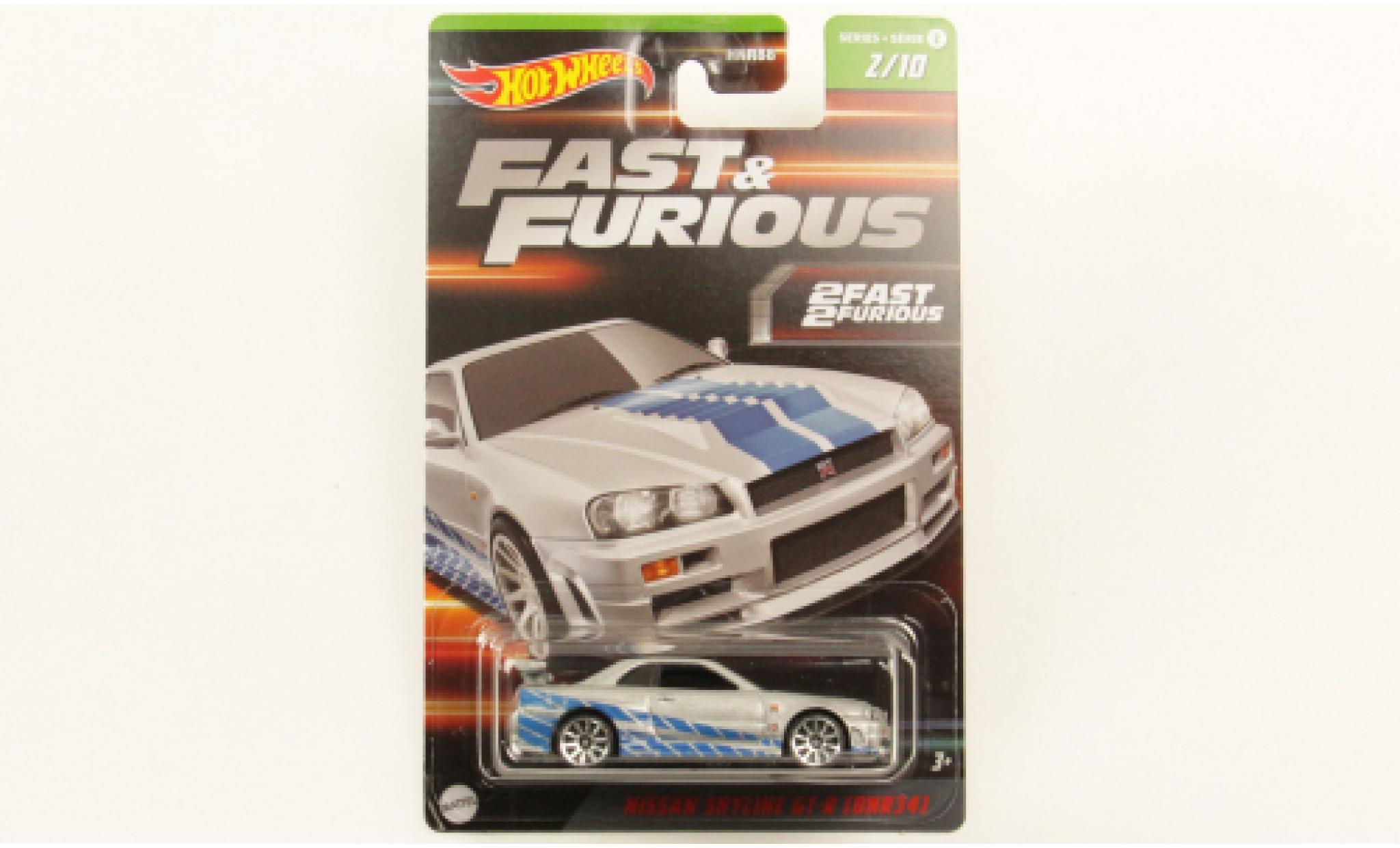 Nissan Skyline 1/64 Hot Wheels GT-R (R34) d/D&eacute;corer rapide & Furious diecast model cars