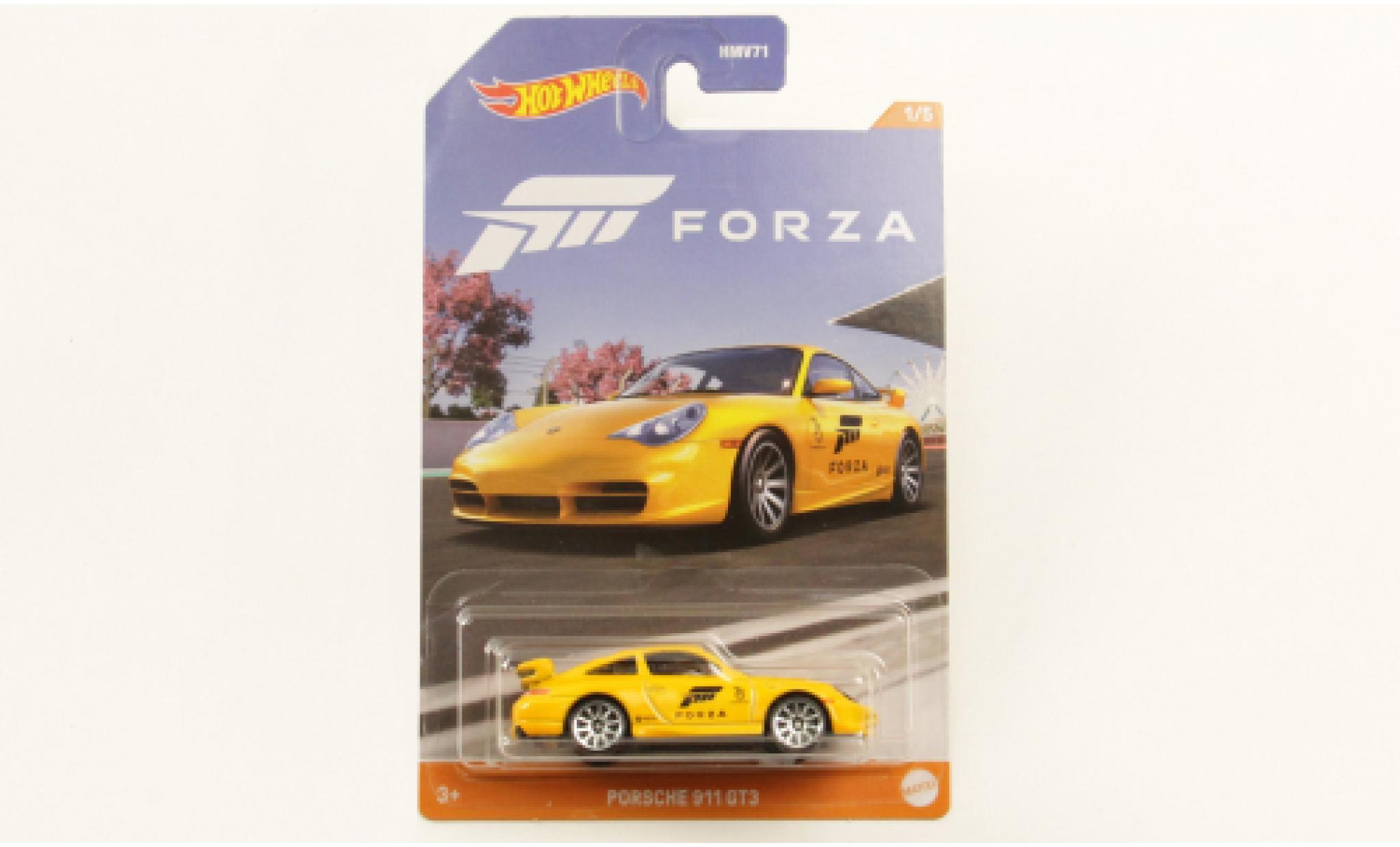 Porsche 996 GT3 1/64 Hot Wheels 911  metallise yellow Forza diecast model cars