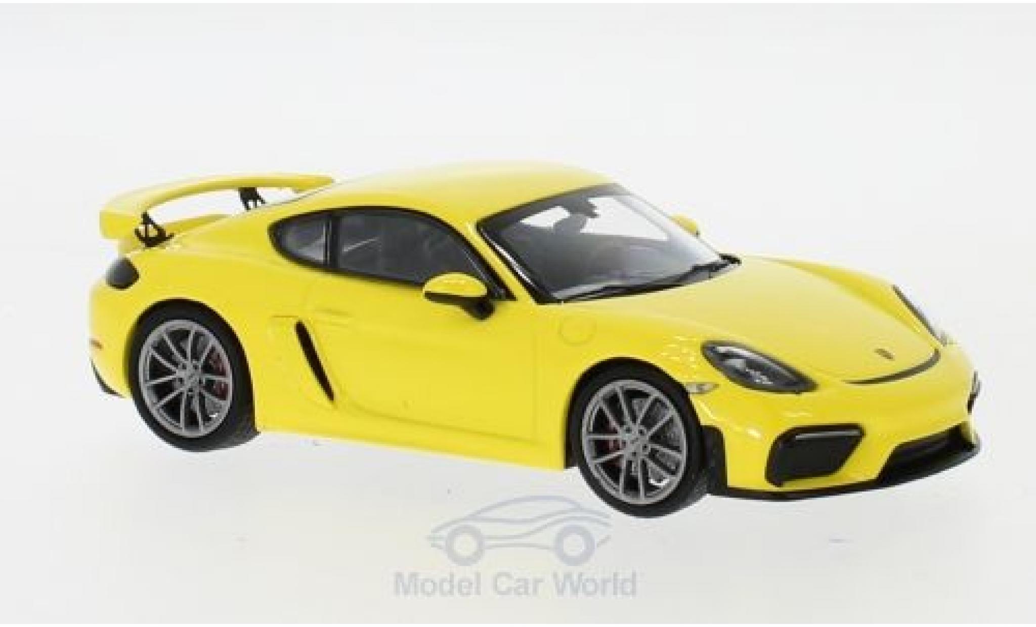 Porsche Cayman 1/43 Minichamps 718 (982) GT4 yellow 2019 diecast model cars