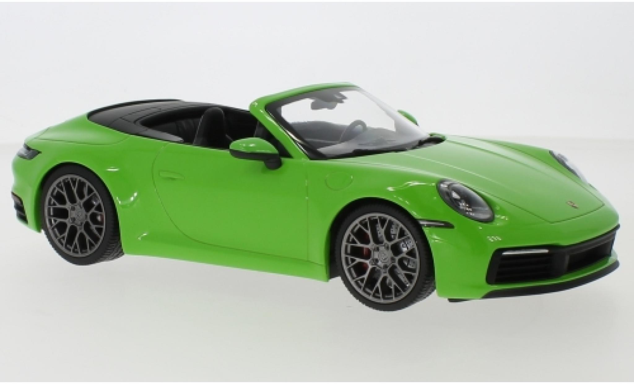 Porsche 992 4S 1/18 Minichamps 911 () Carrera 4S Convertible metallic green 2019 diecast model cars