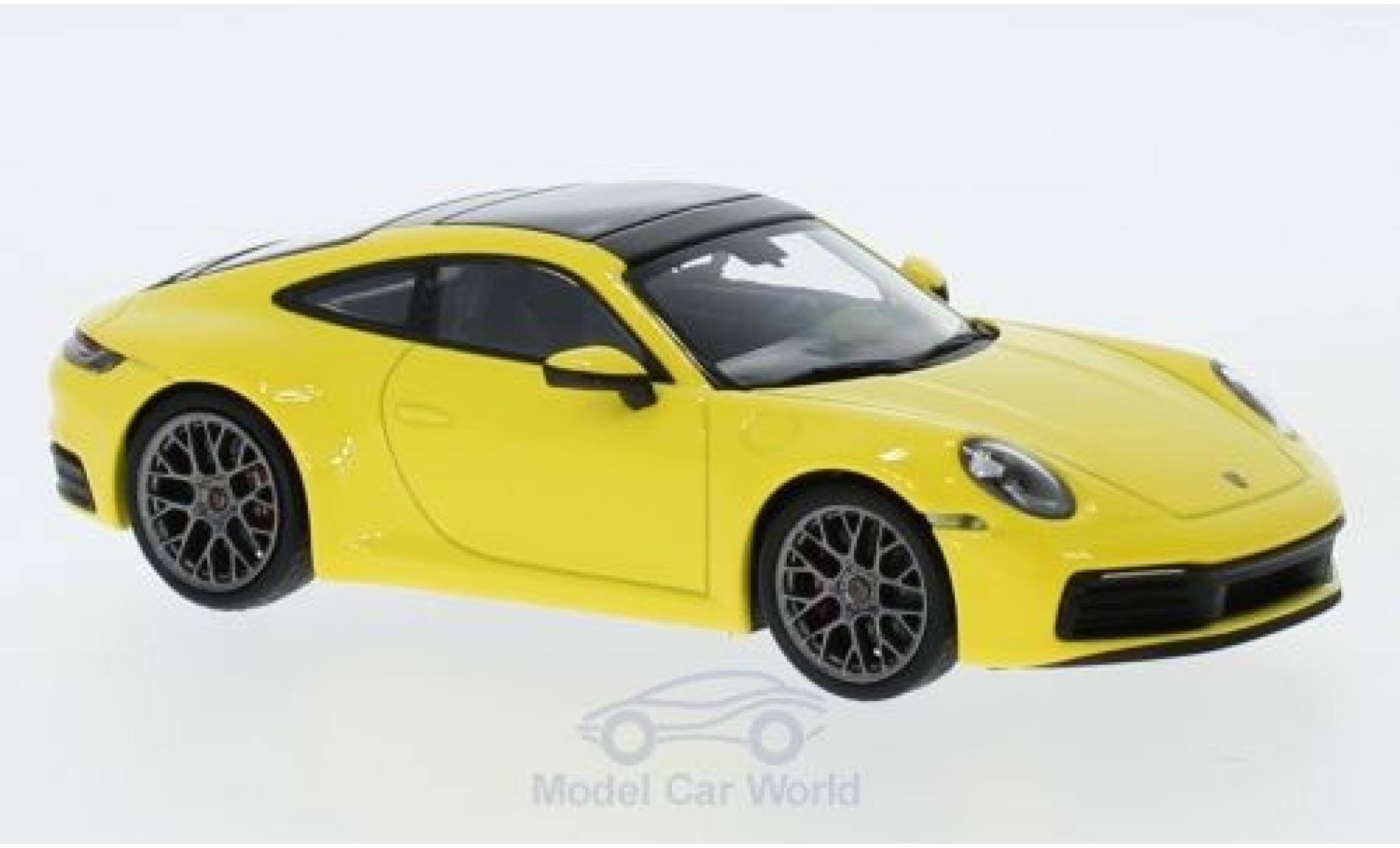 Porsche 992 4S 1/43 Minichamps 911 () Carrera 4S yellow 2019 diecast model cars
