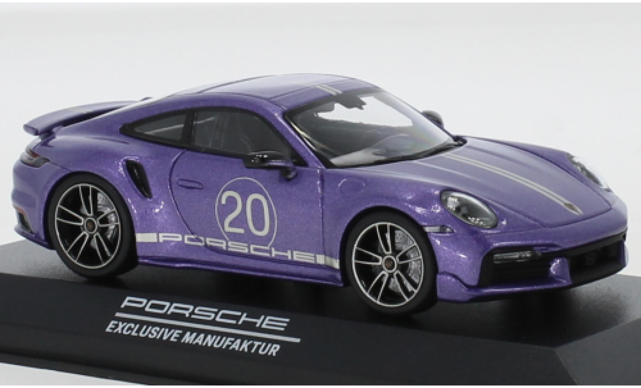 Porsche 992 Turbo s 1/43 Minichamps 911 () Turbo S metallic purple China 20th Anniversary diecast model cars