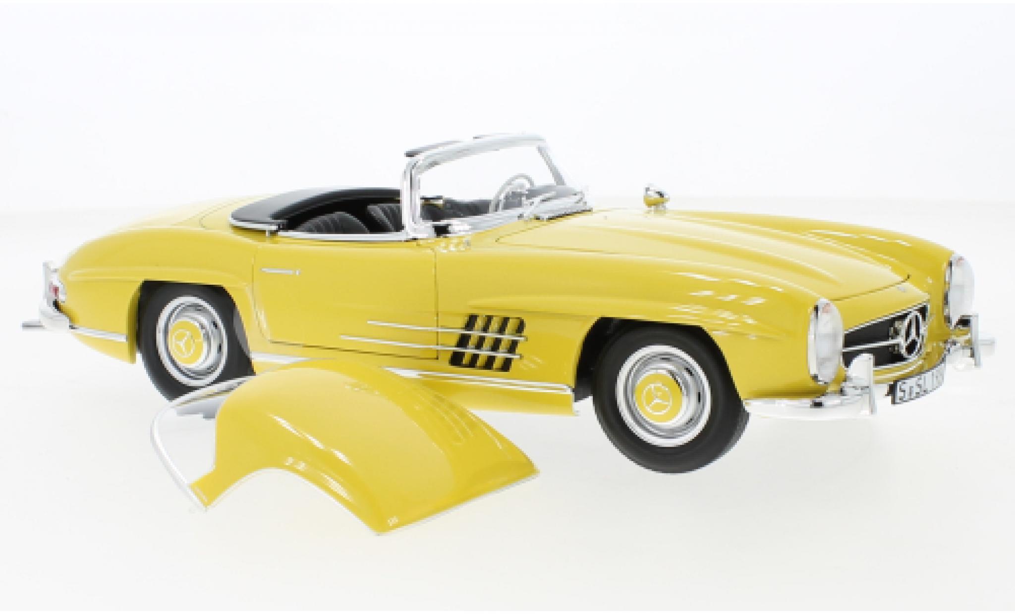 Mercedes 300 1/18 Norev SL Roadster (W198 II) yellow diecast model cars