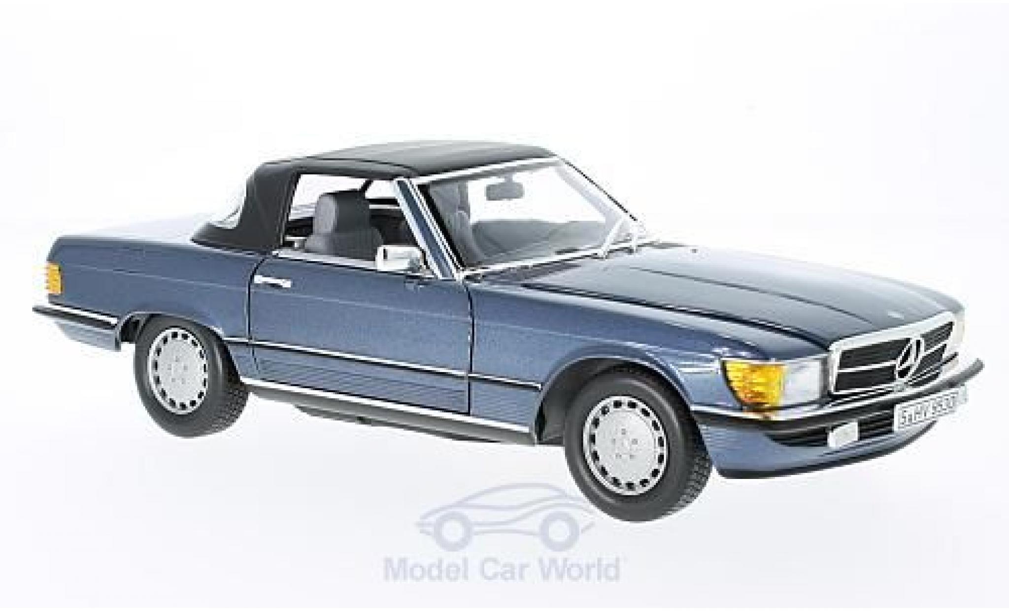 Mercedes 300 SL 1/18 Norev SL (R107) metallic blue 1985 diecast model cars