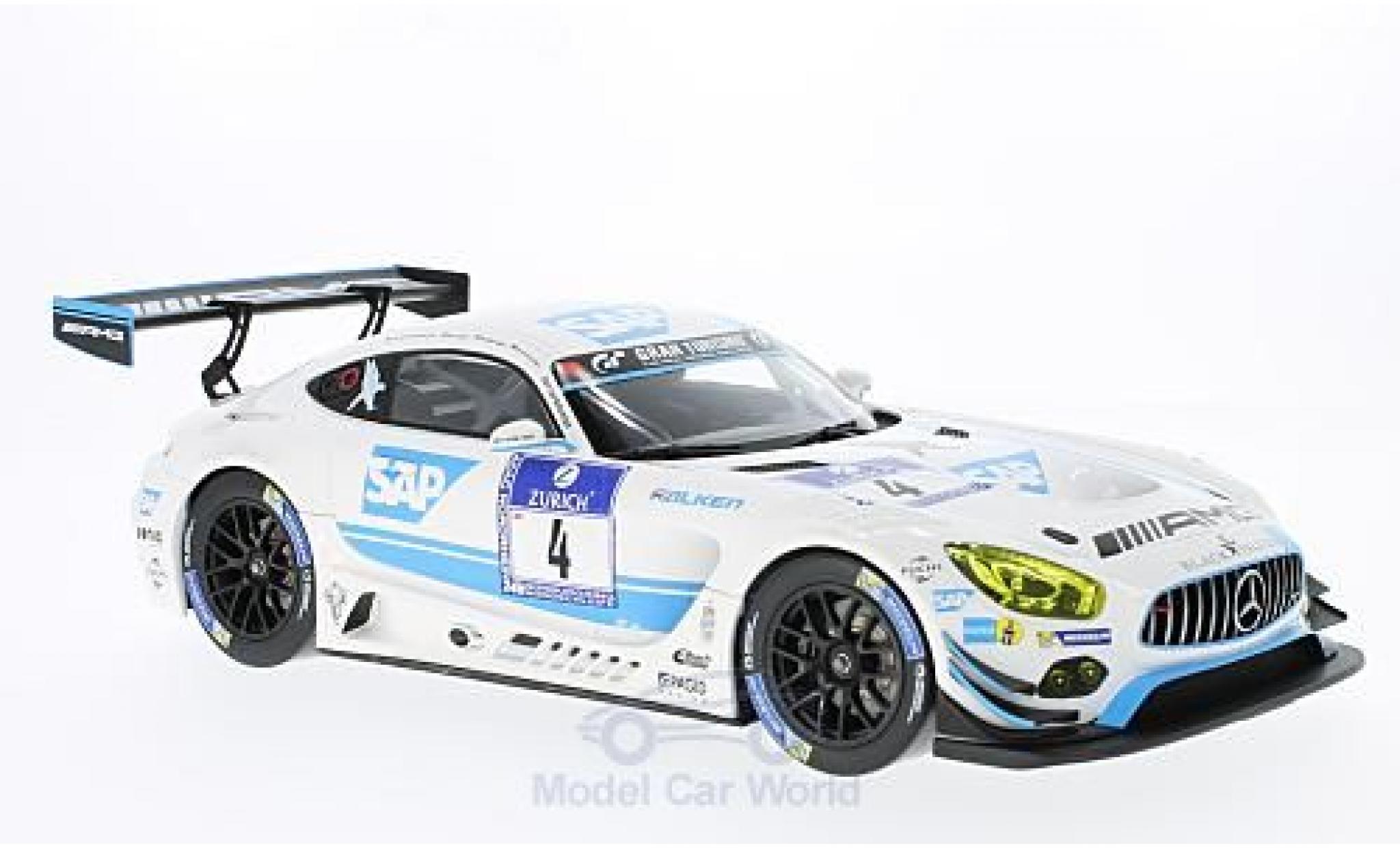Mercedes AMG GT 1/18 Norev 3 No.4 Black Falcon SAP 24h N&uuml;rburgring 2016 A.Christodoulou/M.Metzger/B.Schneider/M.Engel diecast model cars