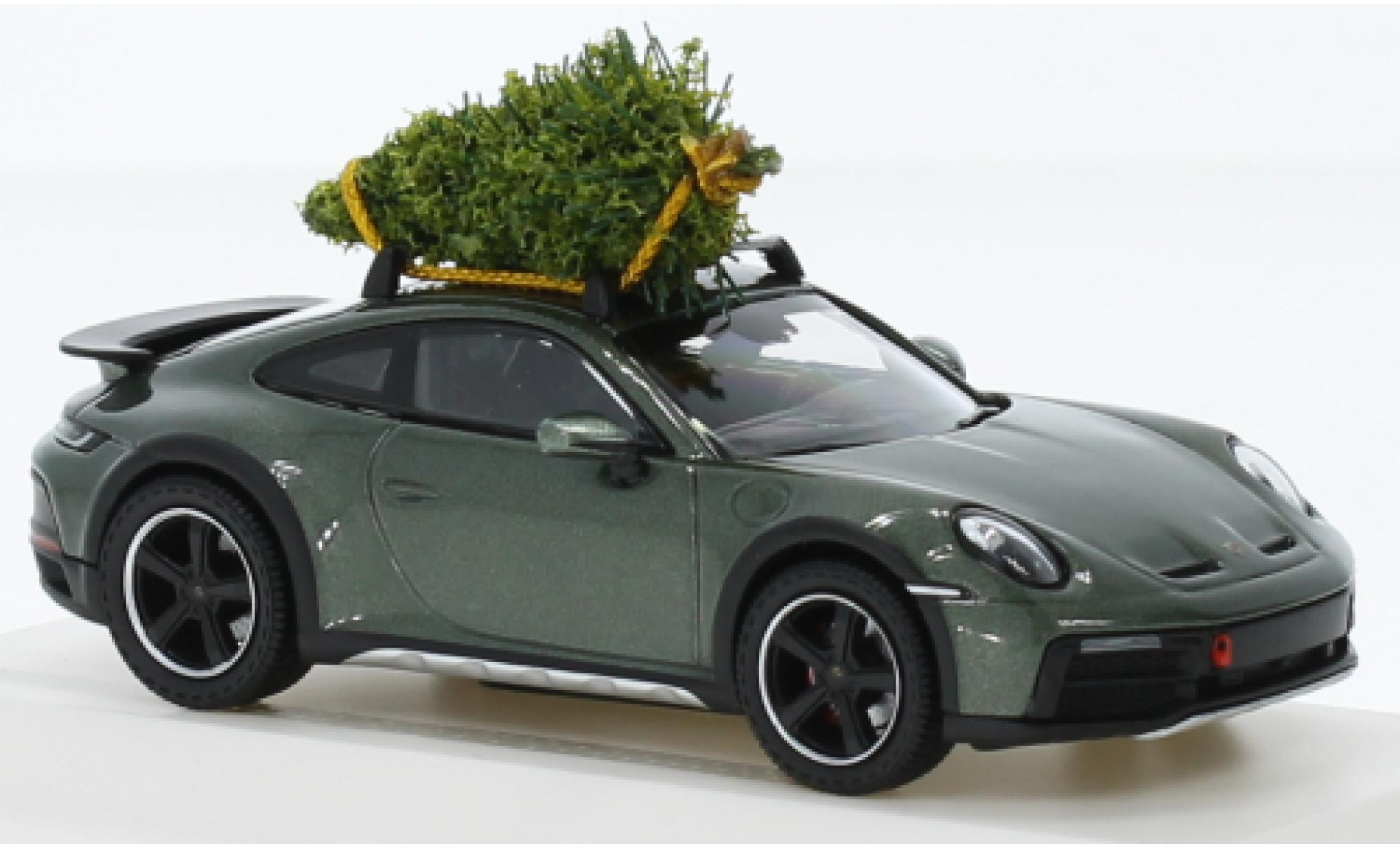 Porsche 992 1/43 I Spark 911  Dakar metallise green fonc&eacute; Christmas Edition 2023 diecast model cars