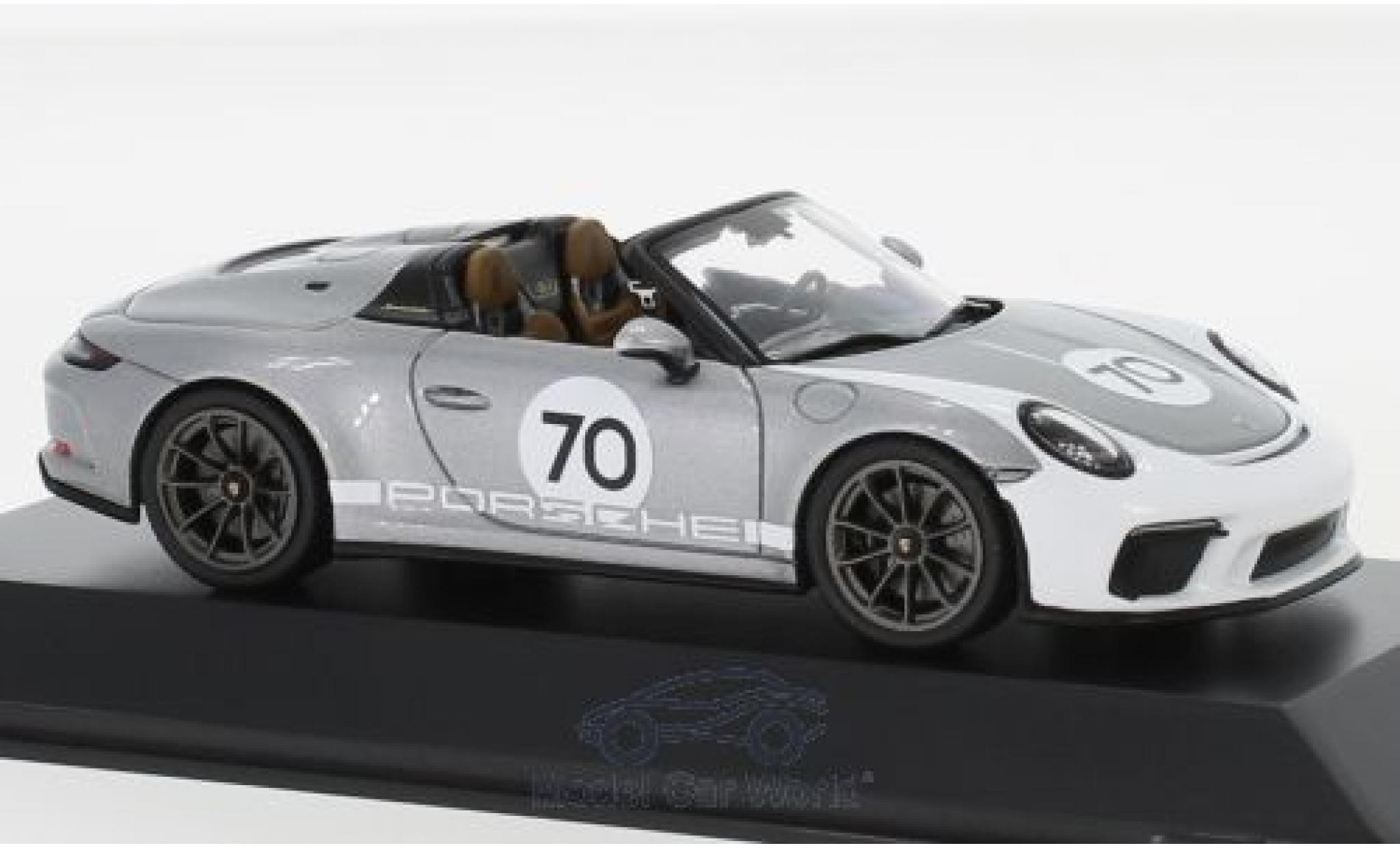Porsche 992 Speedster 1/43 Spark 911 (991 II) Speedster grey/white 2019 #70 Heritage Design Package diecast model cars