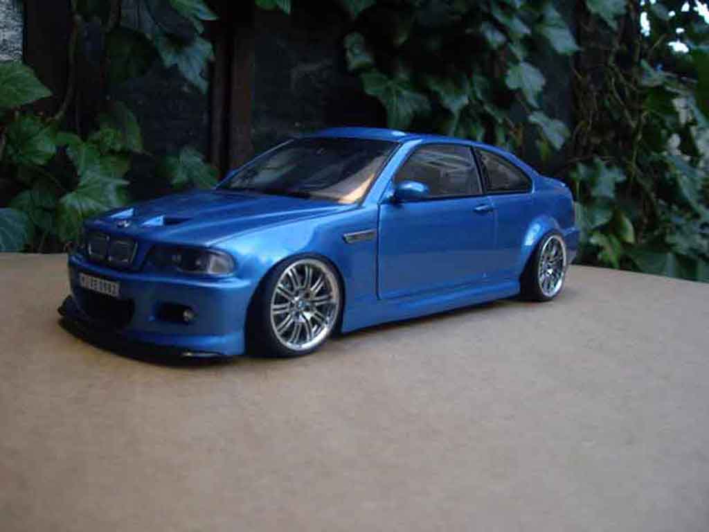 Bmw M3 coupe tuning E46 kit carrosserie blue metallized 1/18 Autoart