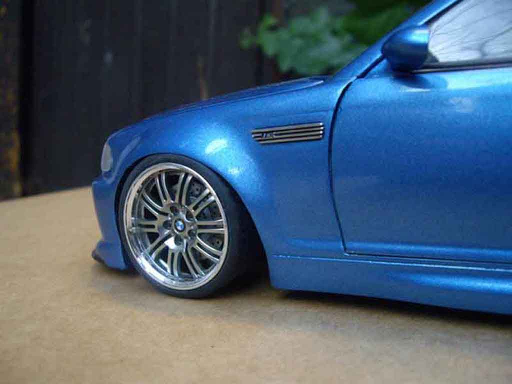 Bmw M3 coupe tuning E46 kit carrosserie blue metallized 1/18 Autoart