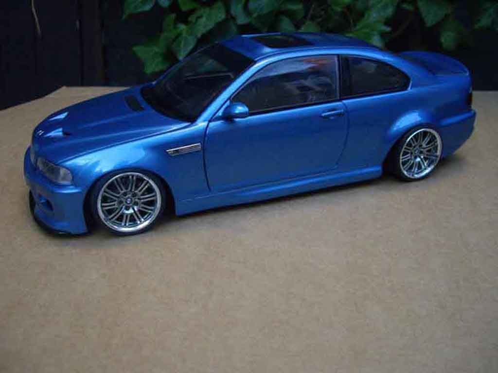 Bmw M3 coupe tuning E46 kit carrosserie blue metallized 1/18 Autoart
