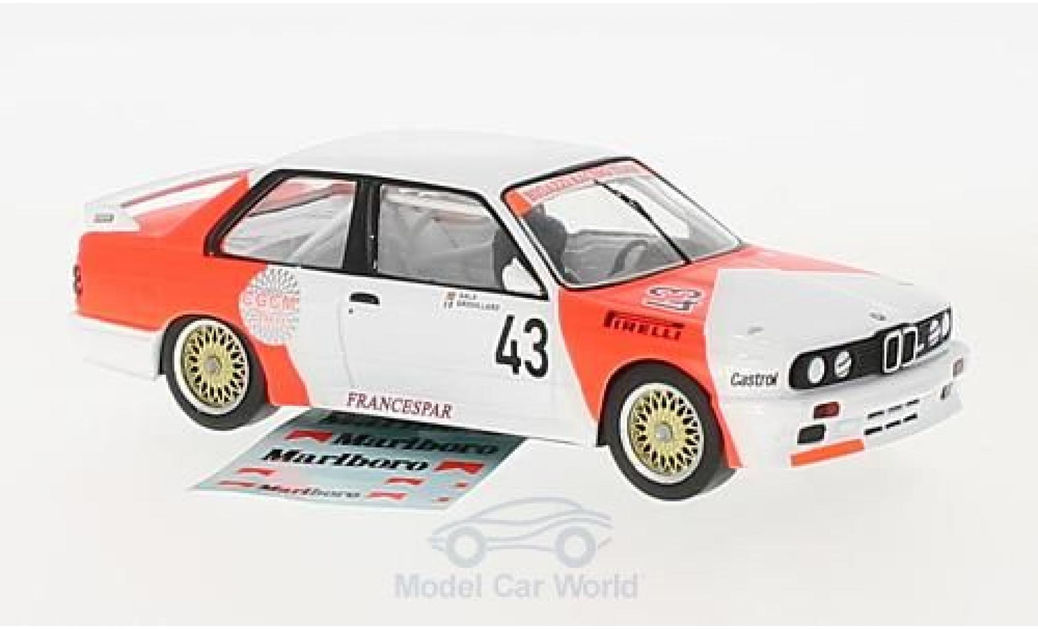 Bmw M3 E30 1/43 IXO (E30) No.43 Bigazzi Racing Team Marlboro WTCC 1987 mit Decals L.-P.Sala/O.Grouillard diecast model cars