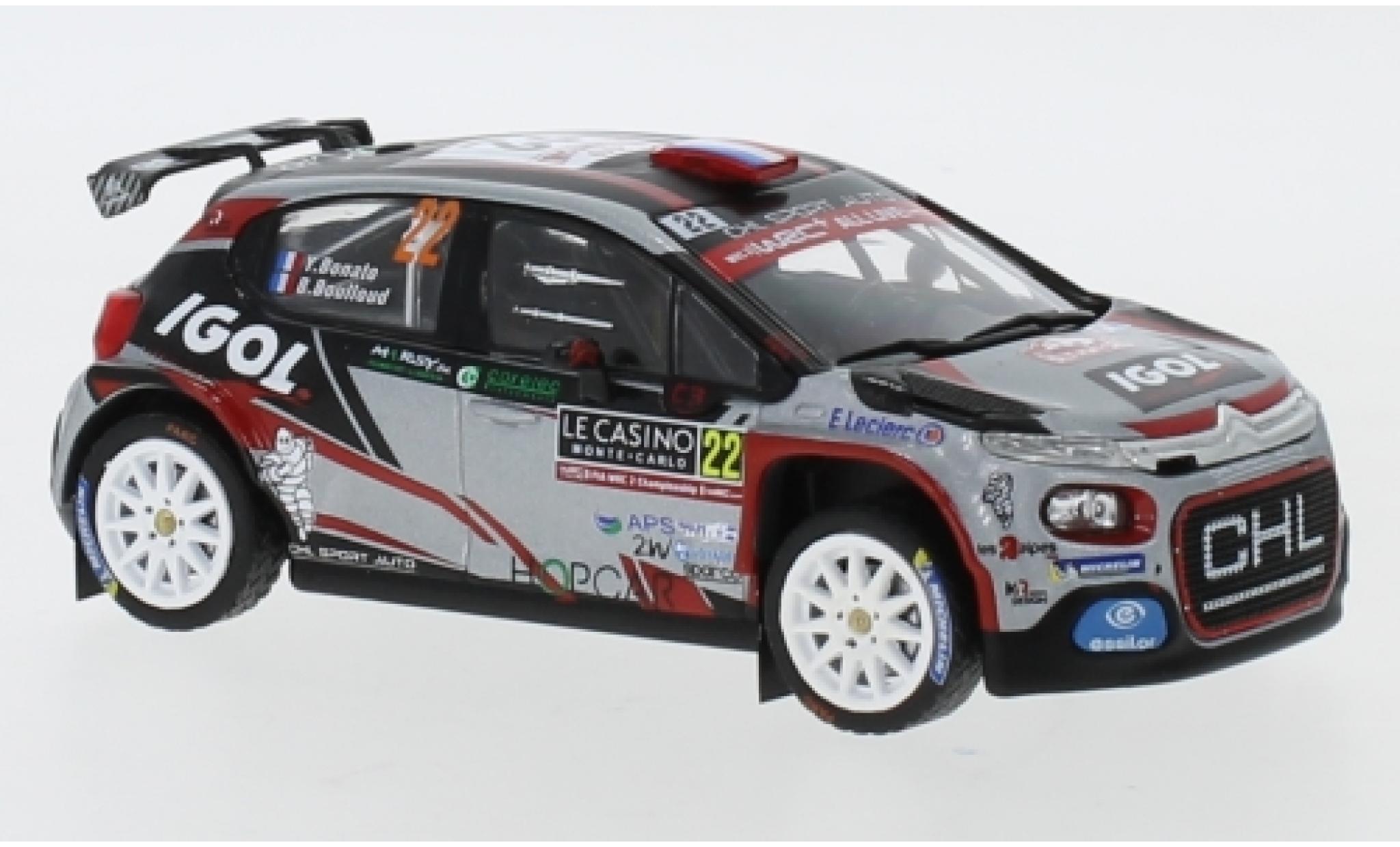 Citroen C3 1/43 IXO R5 No.22 CHL Sport Auto IGOL Rally Monte Carlo 2019 Y.Bonato/B.Boulloud diecast model cars