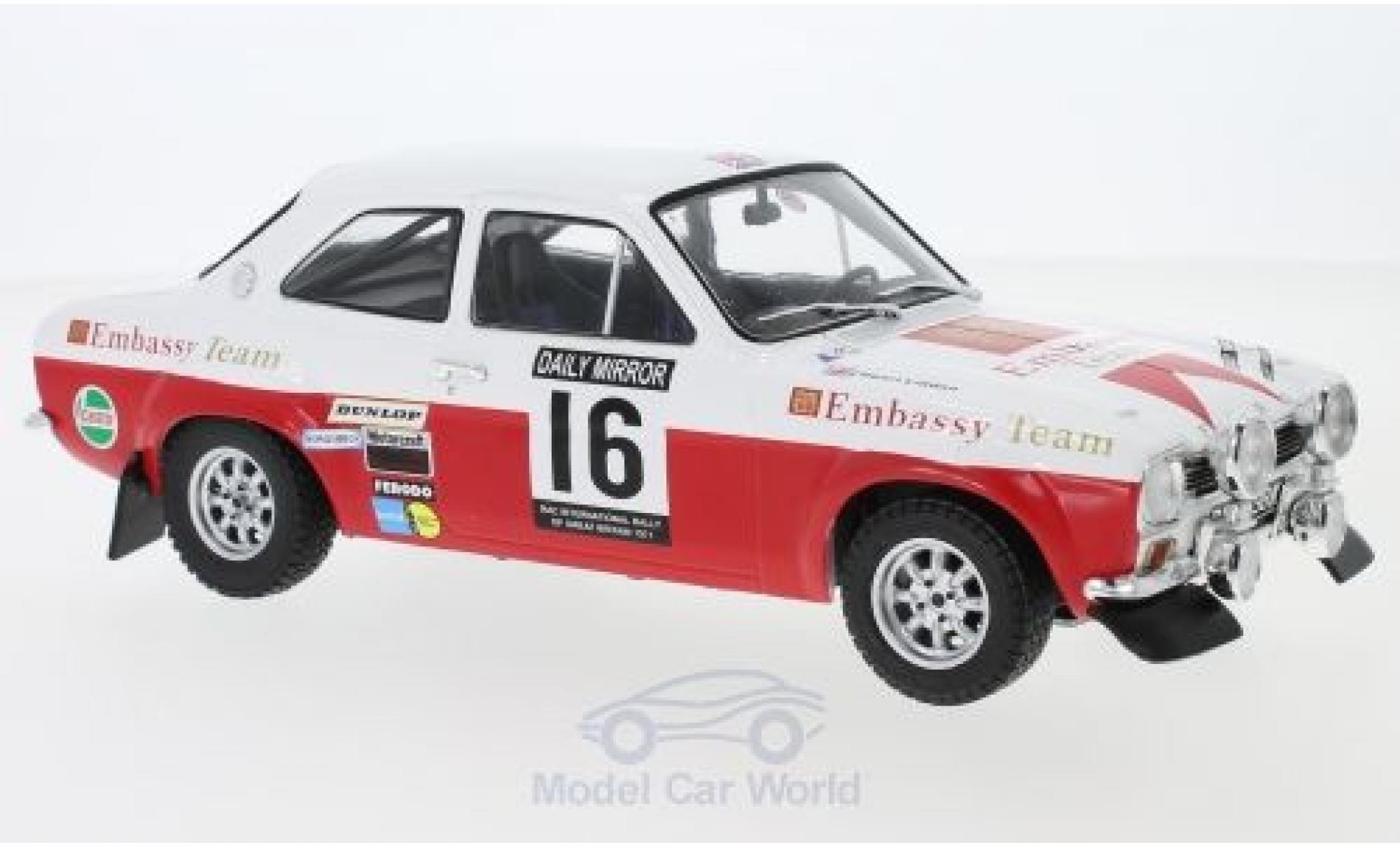 Ford Escort 1/18 IXO MK1 RS 1600 No.16 Embassy RAC Rally 1971 T.Makinen/H.Liddon diecast model cars