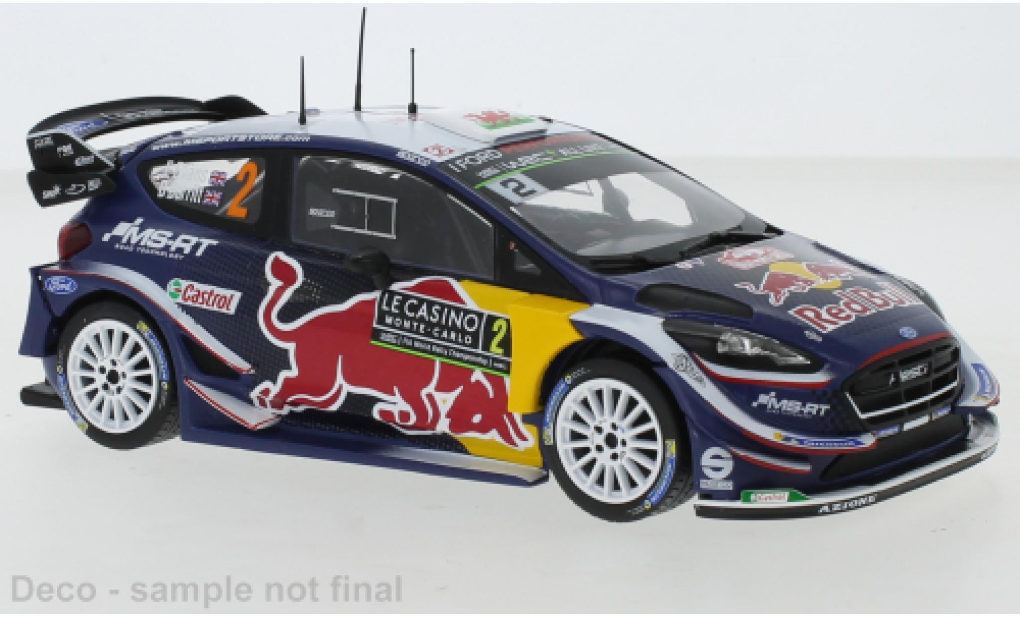 Ford Fiesta 1/24 IXO WRC No.2 MS Sport Red Bull Rally Monte Carlo 2018 E.Evans/D.Barritt diecast model cars