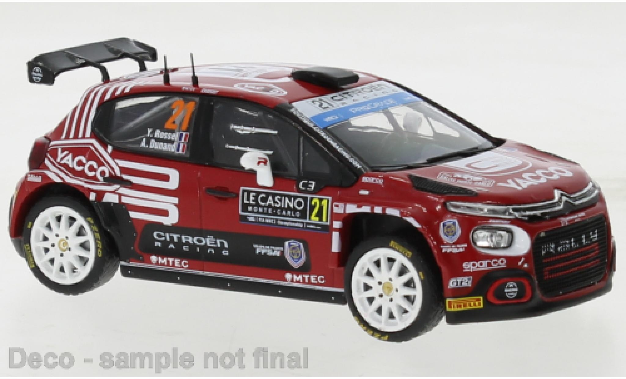 Citroen C3 1/43 IXO No.21 WRC2 Rally Monte Carlo 2023 diecast model cars