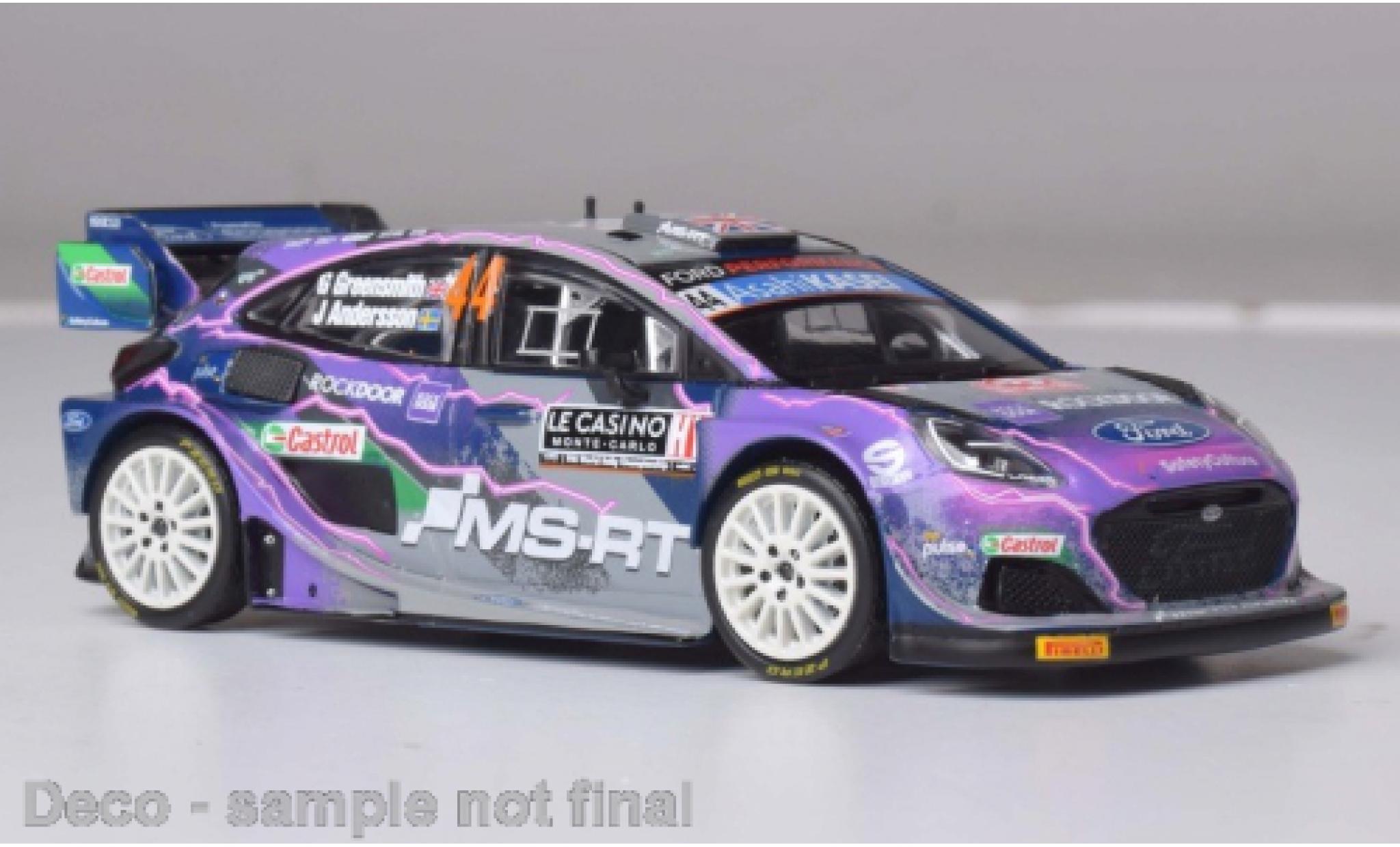 Ford Puma 1/43 IXO Rally1 No.44 WRC Rally Monte Carlo 2022 diecast model cars