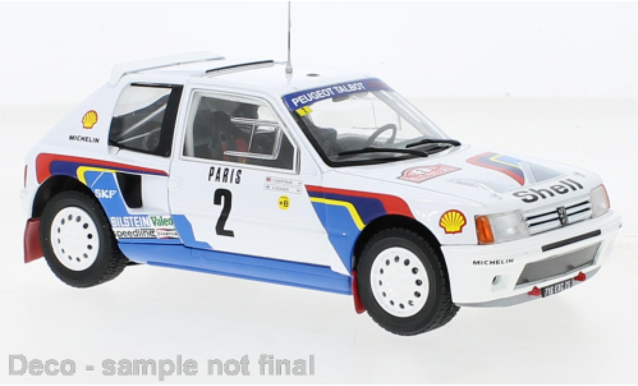 Peugeot 205 1/24 IXO T16 No.2 Rally WM Rally Monte Carlo 1985 diecast model cars