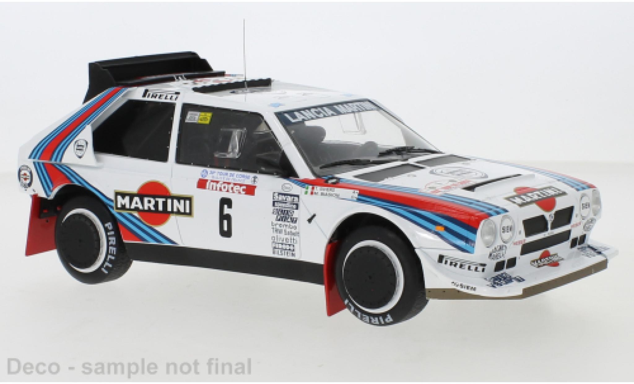 Lancia Delta 1/18 IXO S4 No.6 Martini Racing Martini Tour de Corse 1986 M.Biasion/T.Siviero diecast model cars