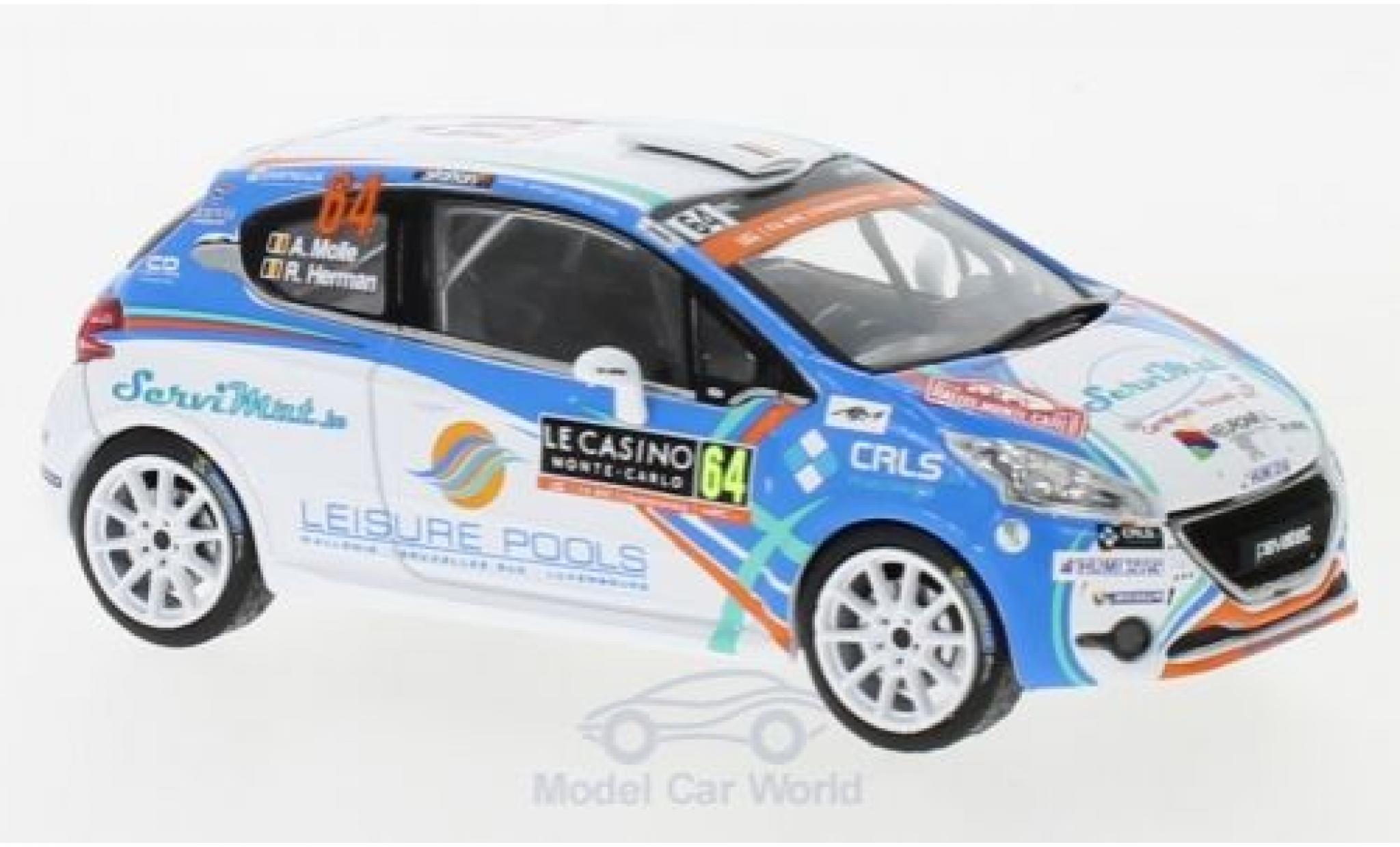 Peugeot 208 1/43 IXO R2 WRC No.64 WRC Rally Monte Carlo 2018 A.Mole/R.Herman diecast model cars