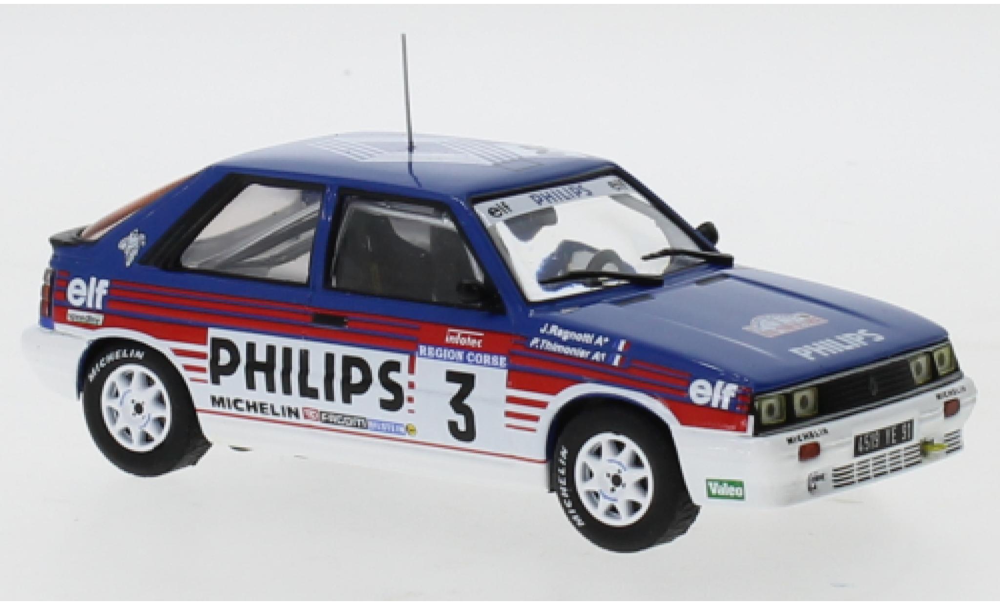 Renault 11 1/43 IXO Turbo No.3 Philips Rally WM Tour de Corse 1987 J.Ragnotti/P.Thimonier diecast model cars