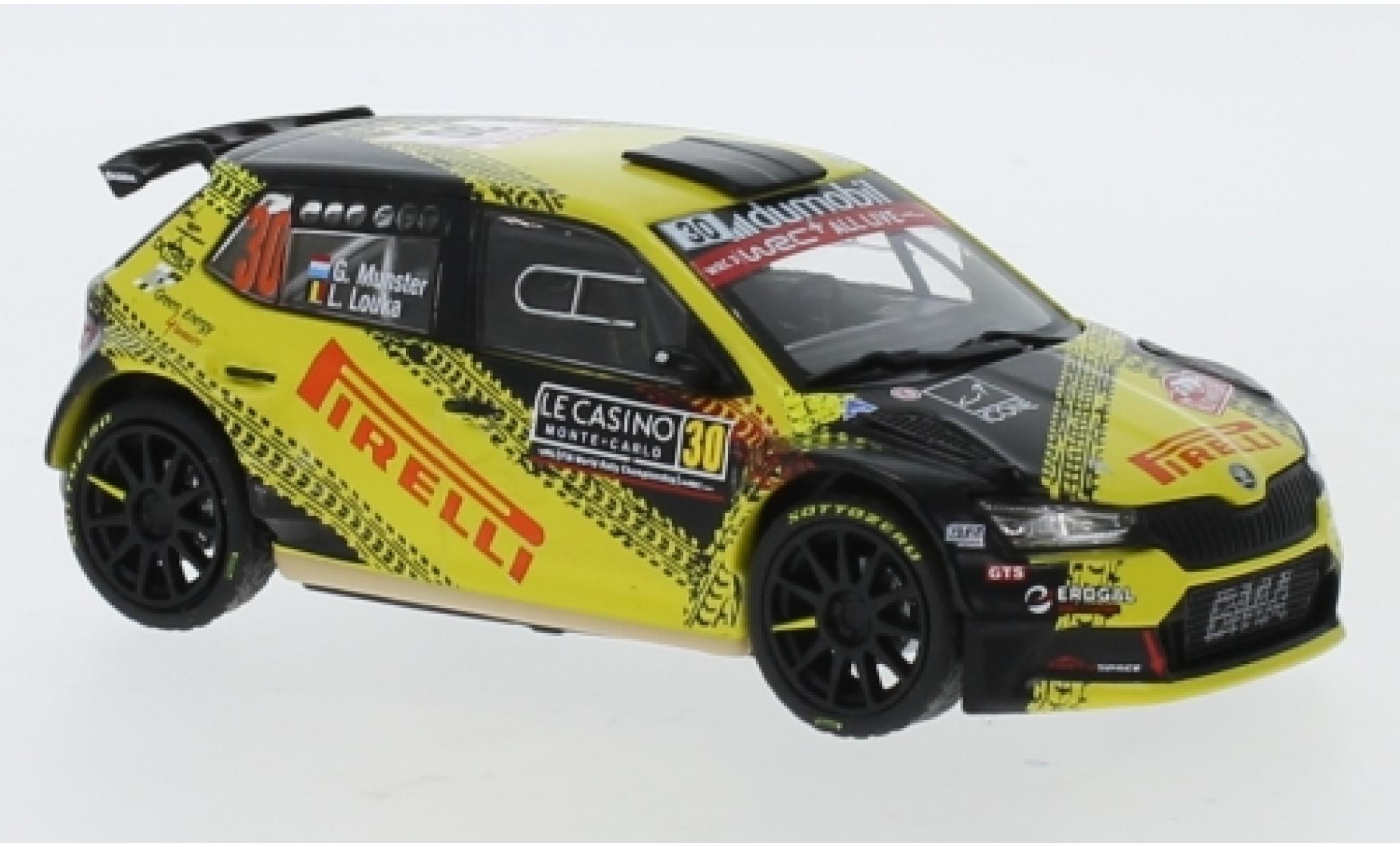 Skoda Fabia 1/43 IXO R5 Evo No.30 Pirelli Rally WM Rally Monte Carlo 2020 G.Munster/L.Louka diecast model cars