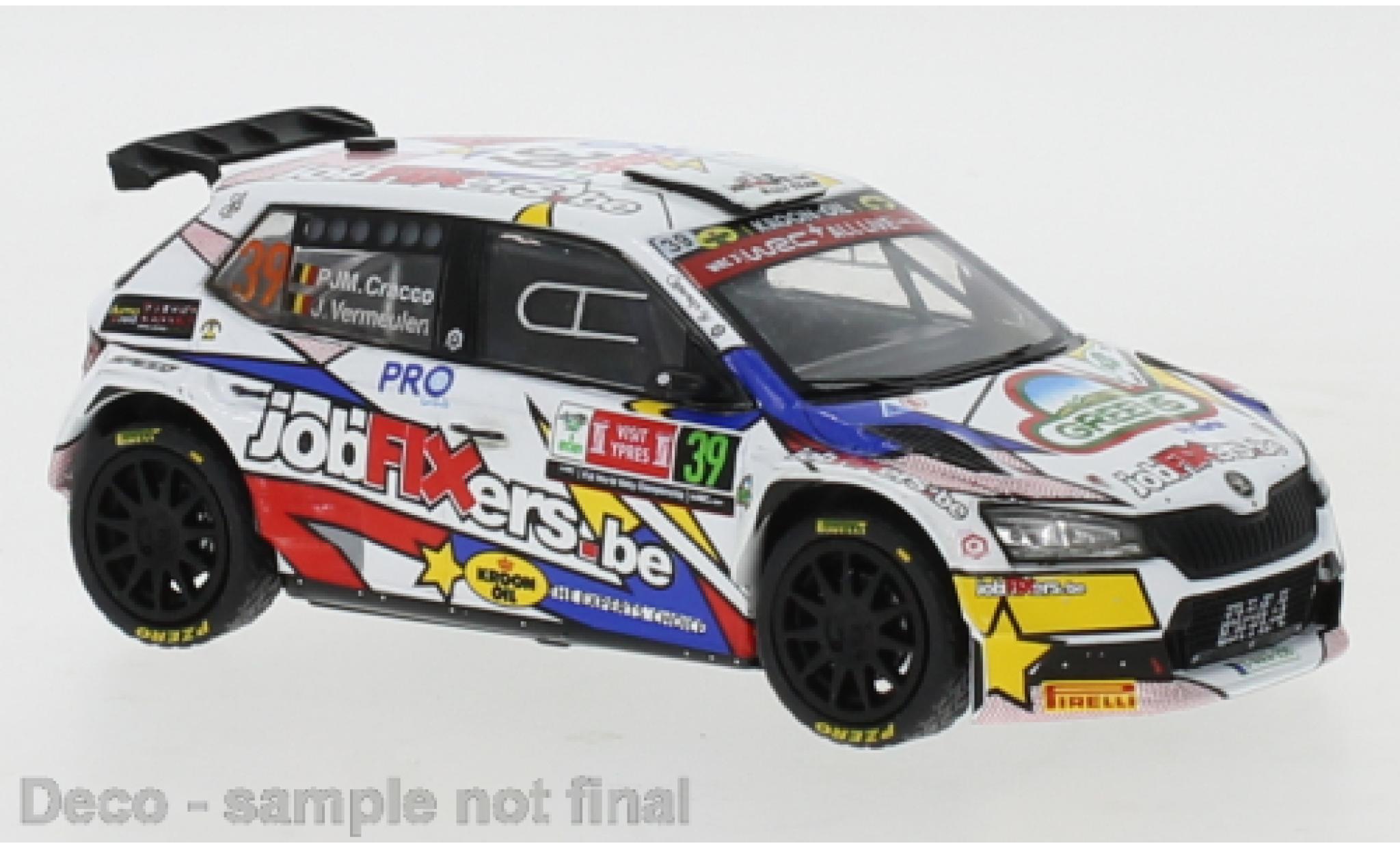 Skoda Fabia 1/43 IXO Rally 2 EVO No.39 jobfixers.be Rally Ypres 2021 P.J.M.Cracco/L.Vermeulen diecast model cars