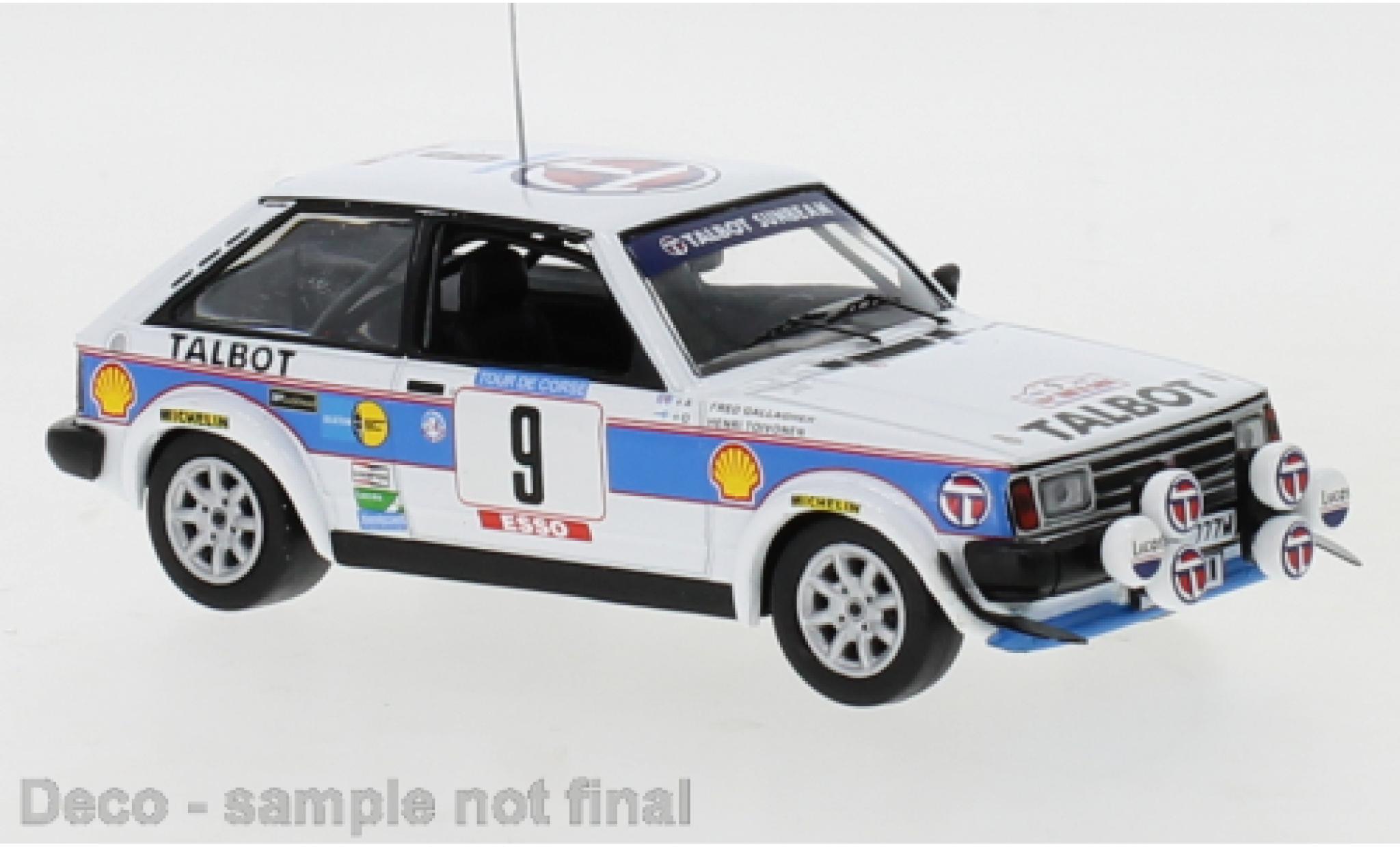 Talbot Sunbeam 1/43 IXO Lotus No.9 Sport Tour de Corse 1981 H.Toivonen/F.Gallagher diecast model cars
