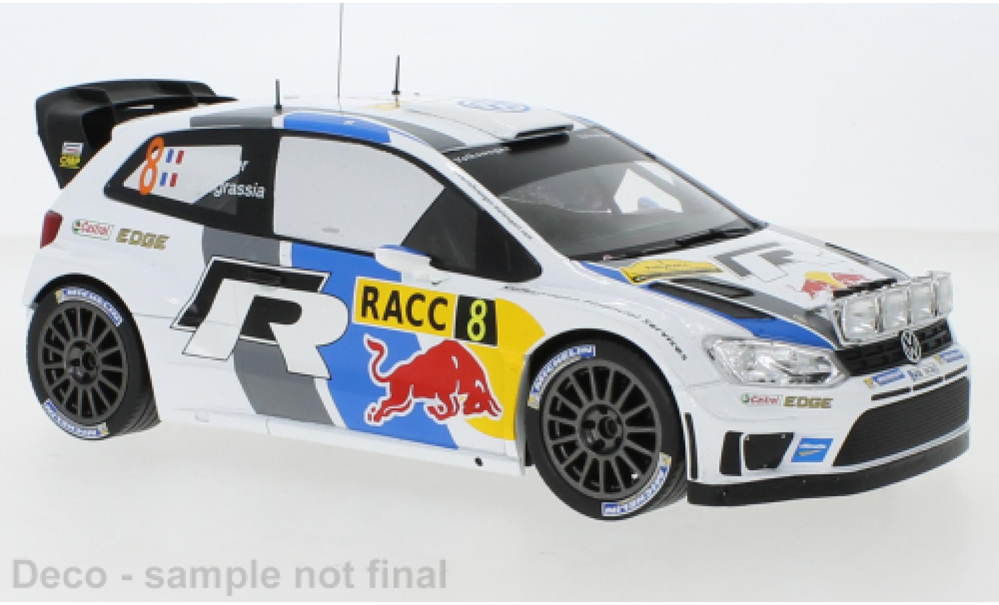 Volkswagen Polo 1/18 IXO R WRC No.8 Motorsport Rally Catalunya 2013 with night lights S.Ogier/J.Ingrassia diecast model cars