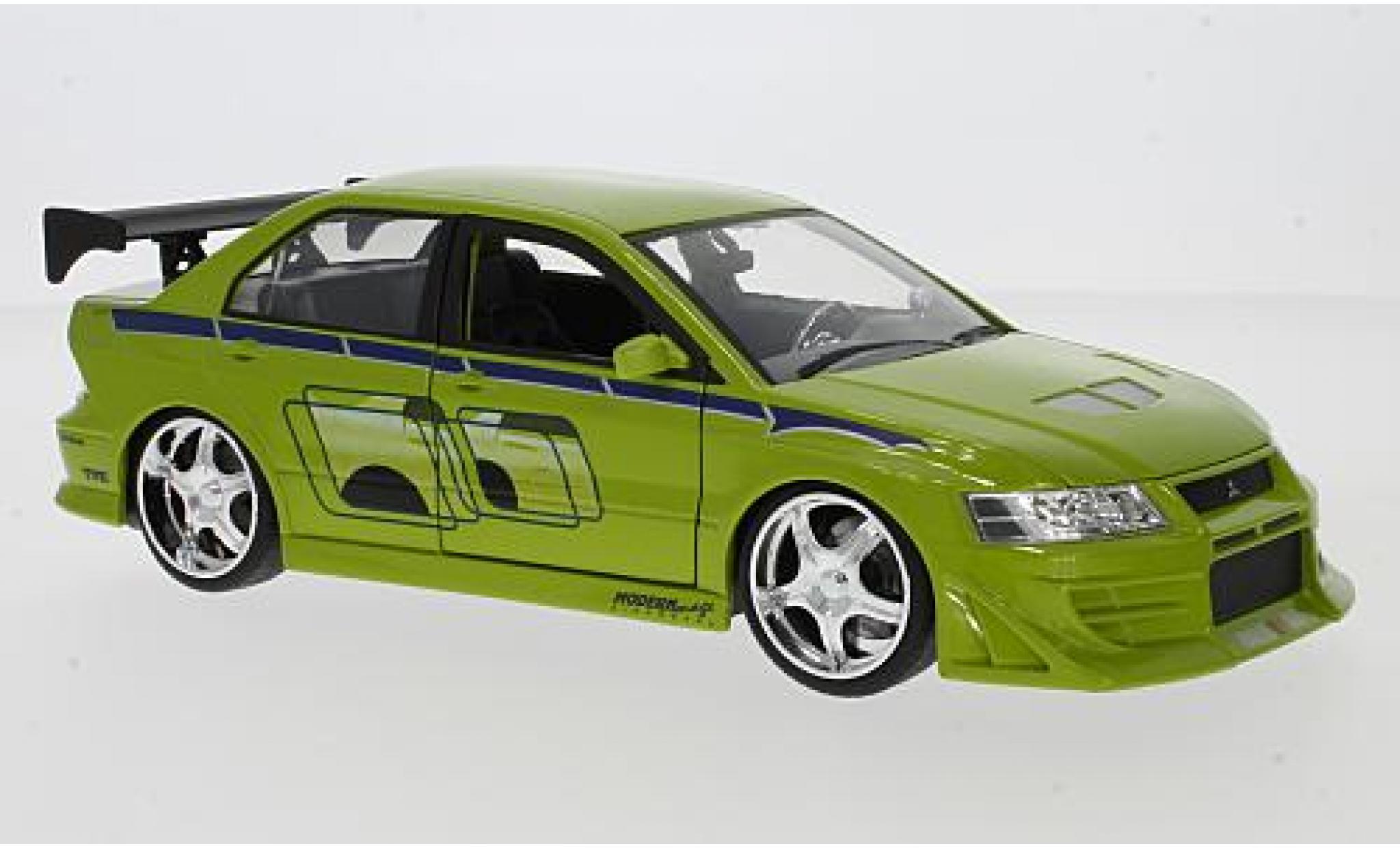 Mitsubishi Lancer 1/24 Jada Toys Evo VII tuning vert/D&eacute;corer rapide & Furious diecast model cars