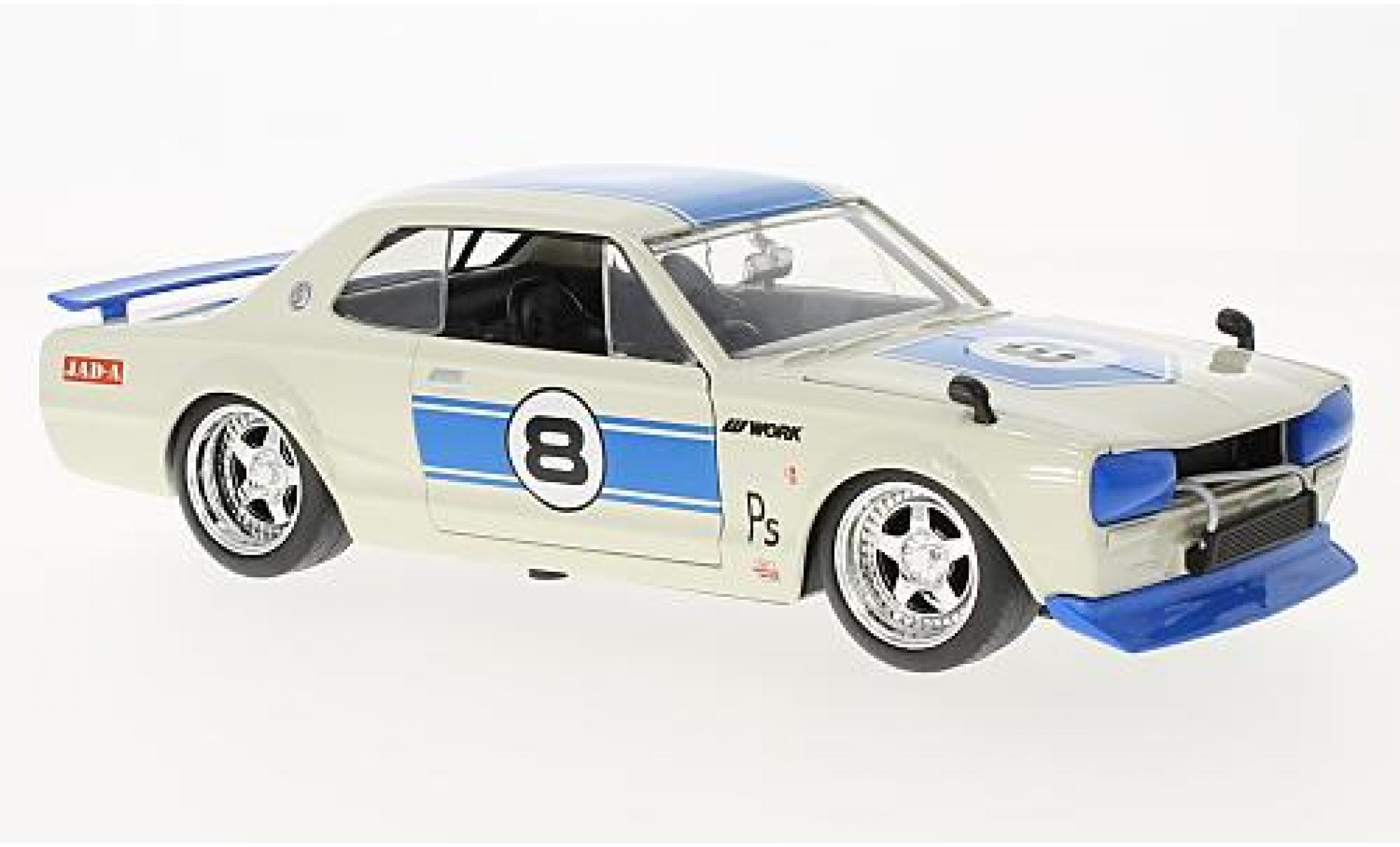 Nissan Skyline 1/24 Jada Toys 2000 GT-R (KPGC 10) white/blue RHD 1971 diecast model cars