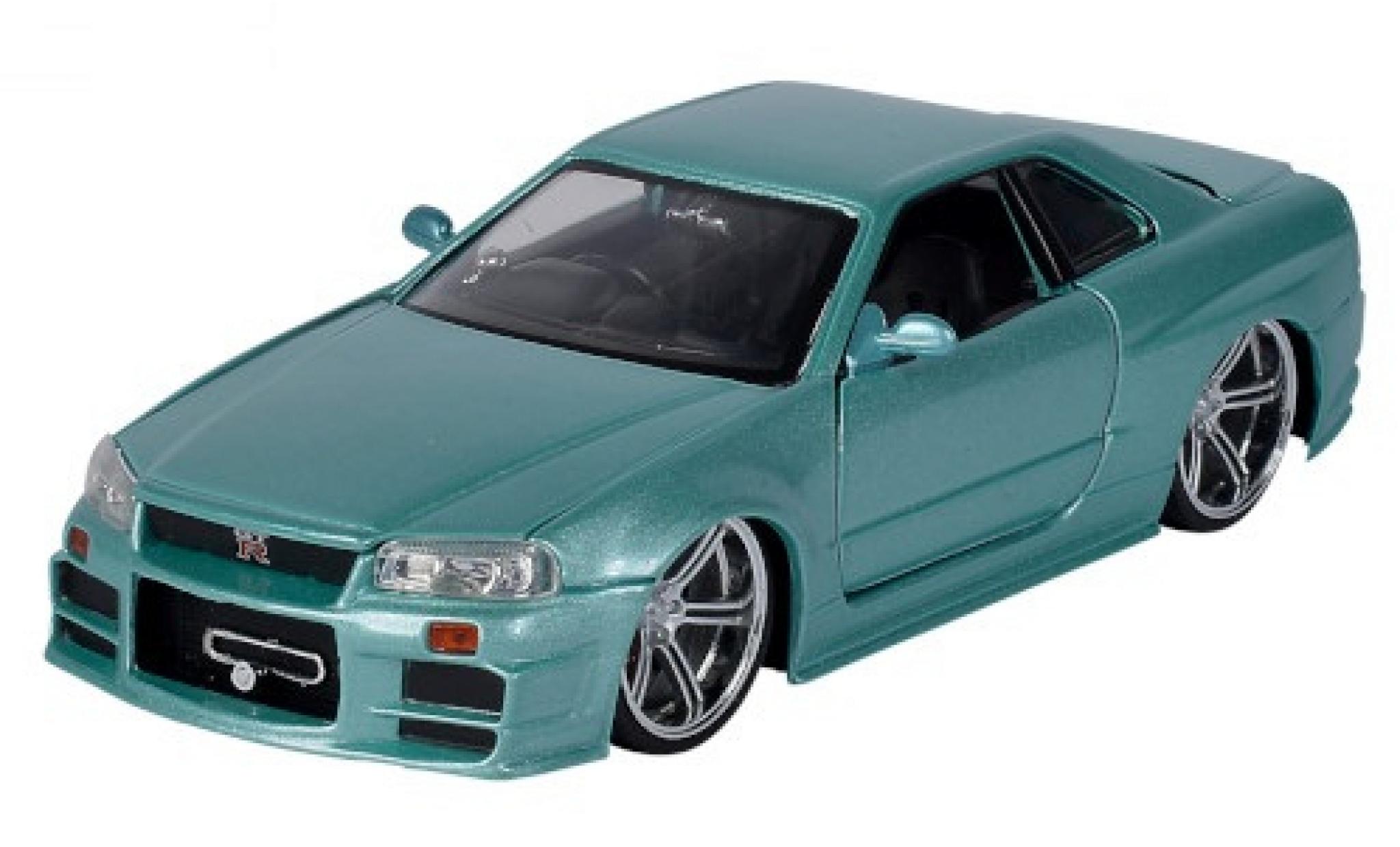 Nissan Skyline 1/24 Jada Toys GT-R (R34) metallic green RHD Fast & Furious 2002 diecast model cars