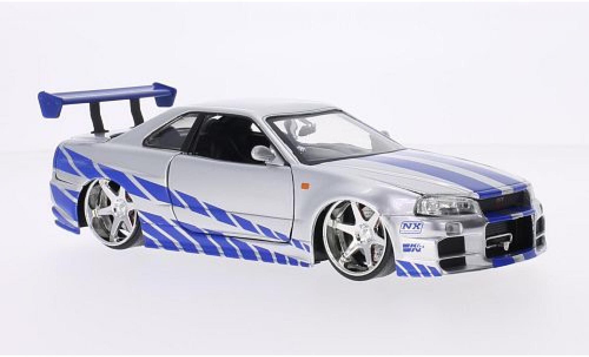 Nissan Skyline 1/24 Jada Toys GT-R (R34) Tuning grey/Dekor RHD Fast & Furious 2002 tuning diecast model cars