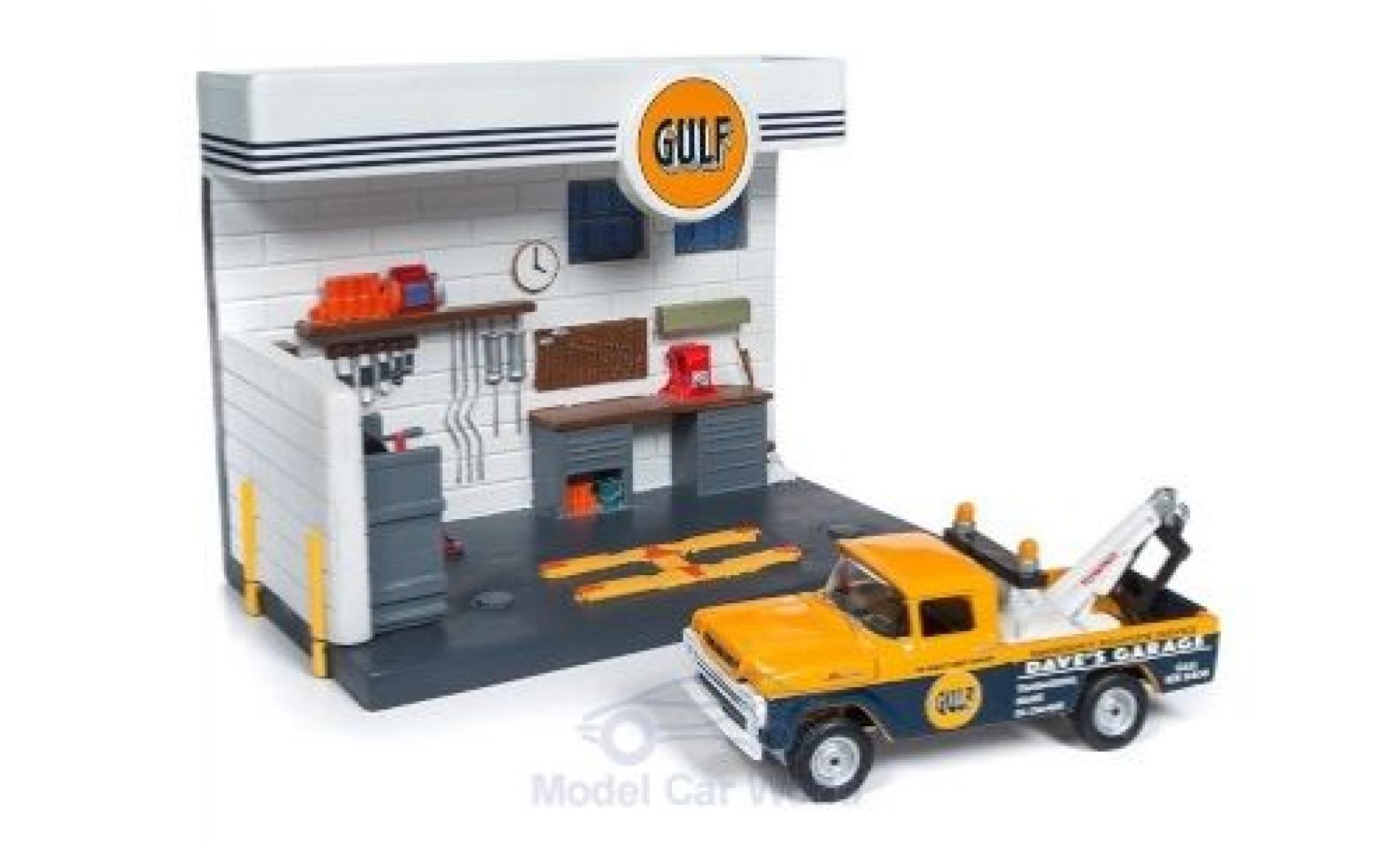 Ford F-250 1/64 Johnny Lightning Abschleppwagen Gulf 1959 Werkstattdiorama diecast model cars