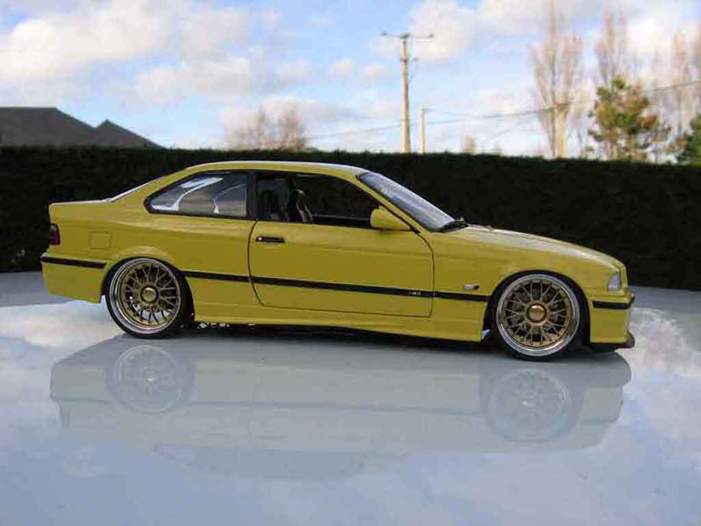 Bmw M3 coupe jaune E36 jantes bbs bords larges 1/18 Ut Models