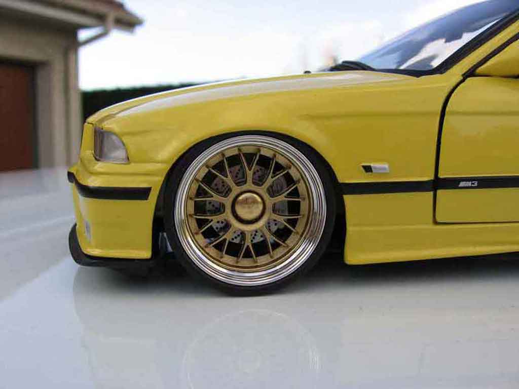 Bmw M3 coupe jaune E36 jantes bbs bords larges 1/18 Ut Models