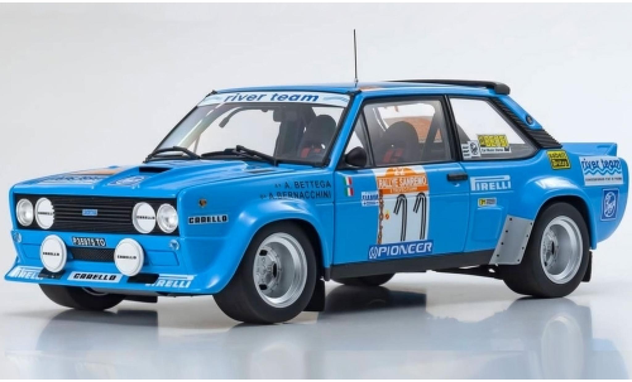 Fiat 131 1/18 Kyosho Abarth No.11 River Team Rally WM Rally Sanremo 1980 A.Bettega/A.Bernacchini diecast model cars