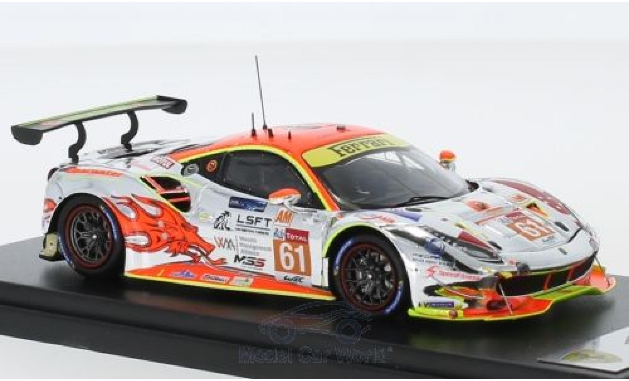 Ferrari 488 1/43 Look Smart GTE No.61 Clearwater Racing 24h Le Mans 2018 W.S.Mok/M.Griffin/K.Sawa diecast model cars