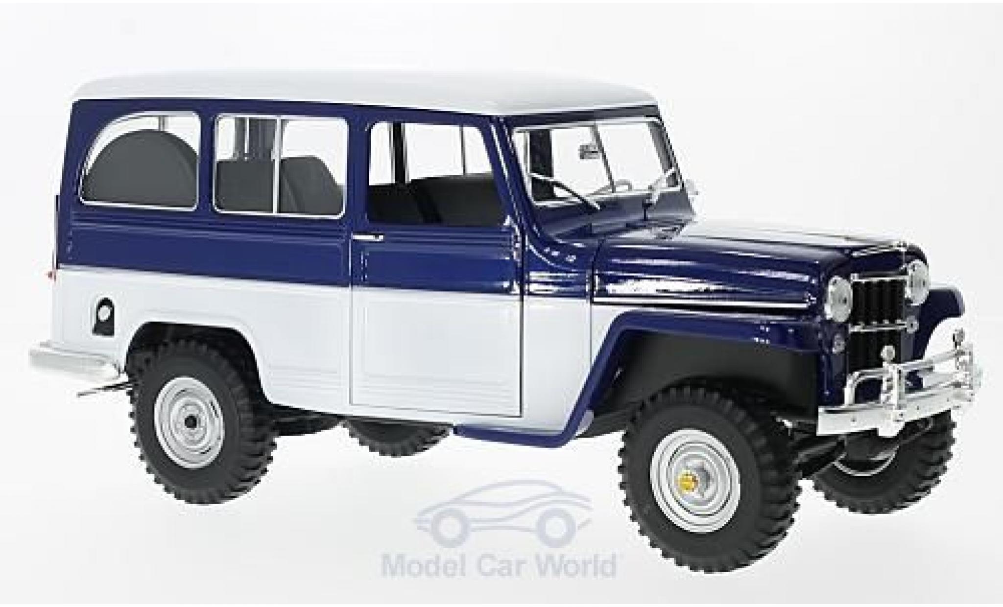 Jeep Willys 1/18 Lucky Die Cast Station Wagon blue/white 1955 diecast model cars