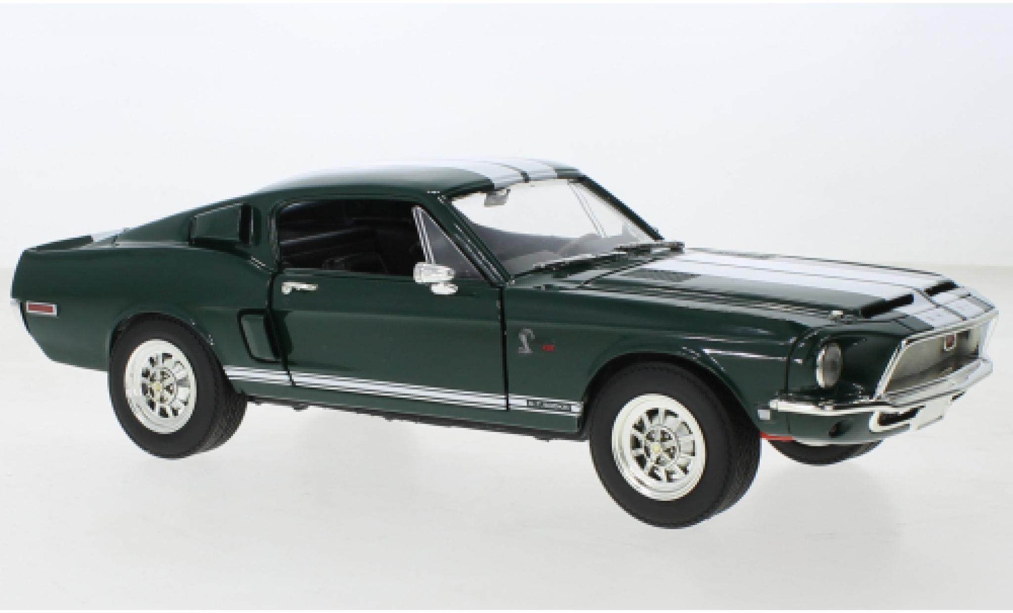 Shelby GT 1/18 Lucky Die Cast Ford Mustang -500 KR green fonc&eacute;/white 1968 diecast model cars