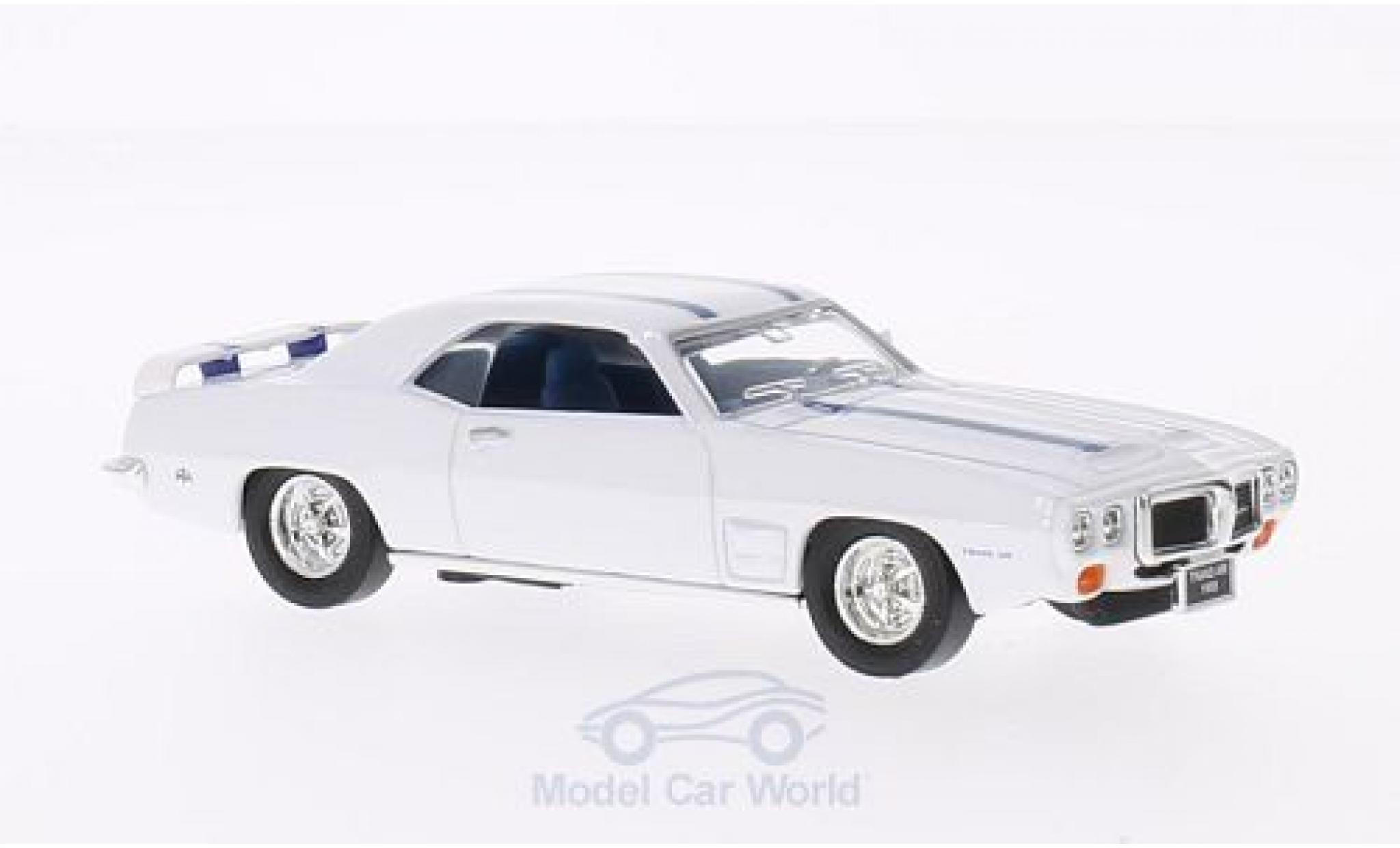 Pontiac Firebird 1/43 Lucky Die Cast Trans Am white 1969 mit blueen Streifen ohne Vitrine diecast model cars