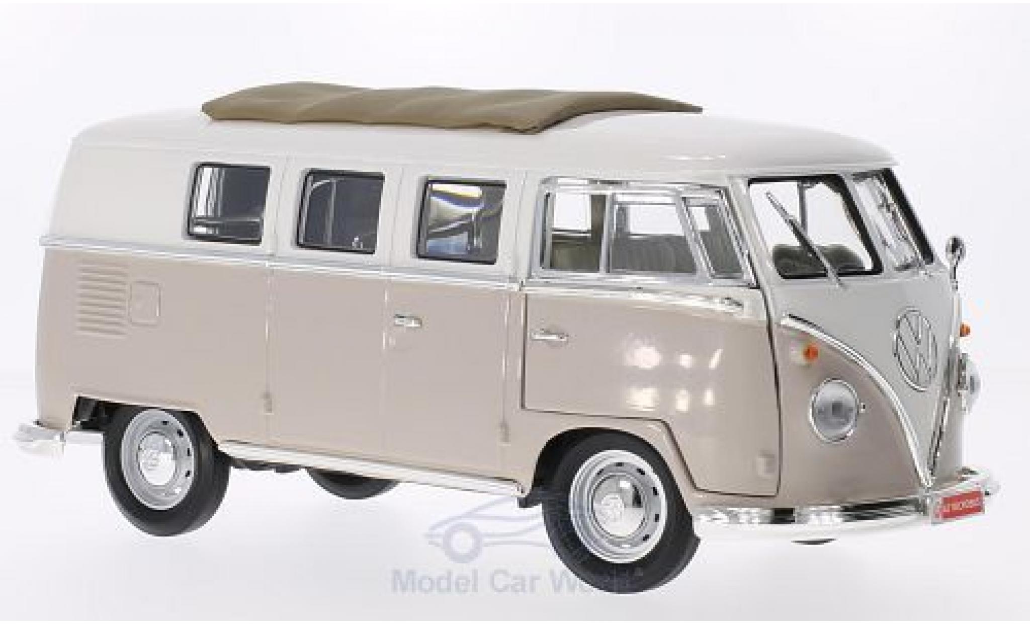 Volkswagen T1 B 1/18 Lucky Die Cast Microbus mit Faltdach beige/white 1962 diecast model cars