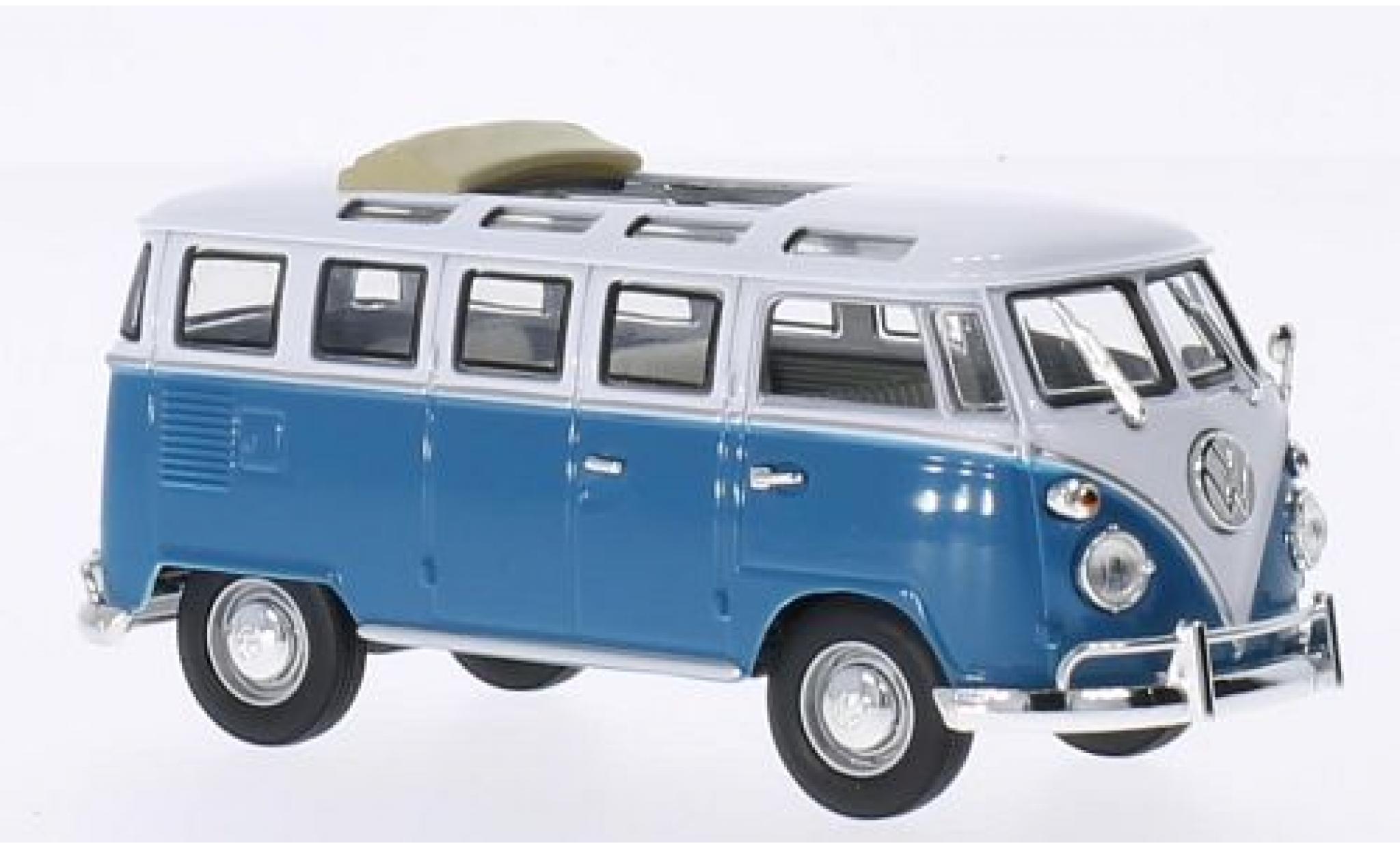 Volkswagen T1 1/43 Lucky Die Cast Samba Faltdach ge&ouml;ffnet blue/white 1962 diecast model cars