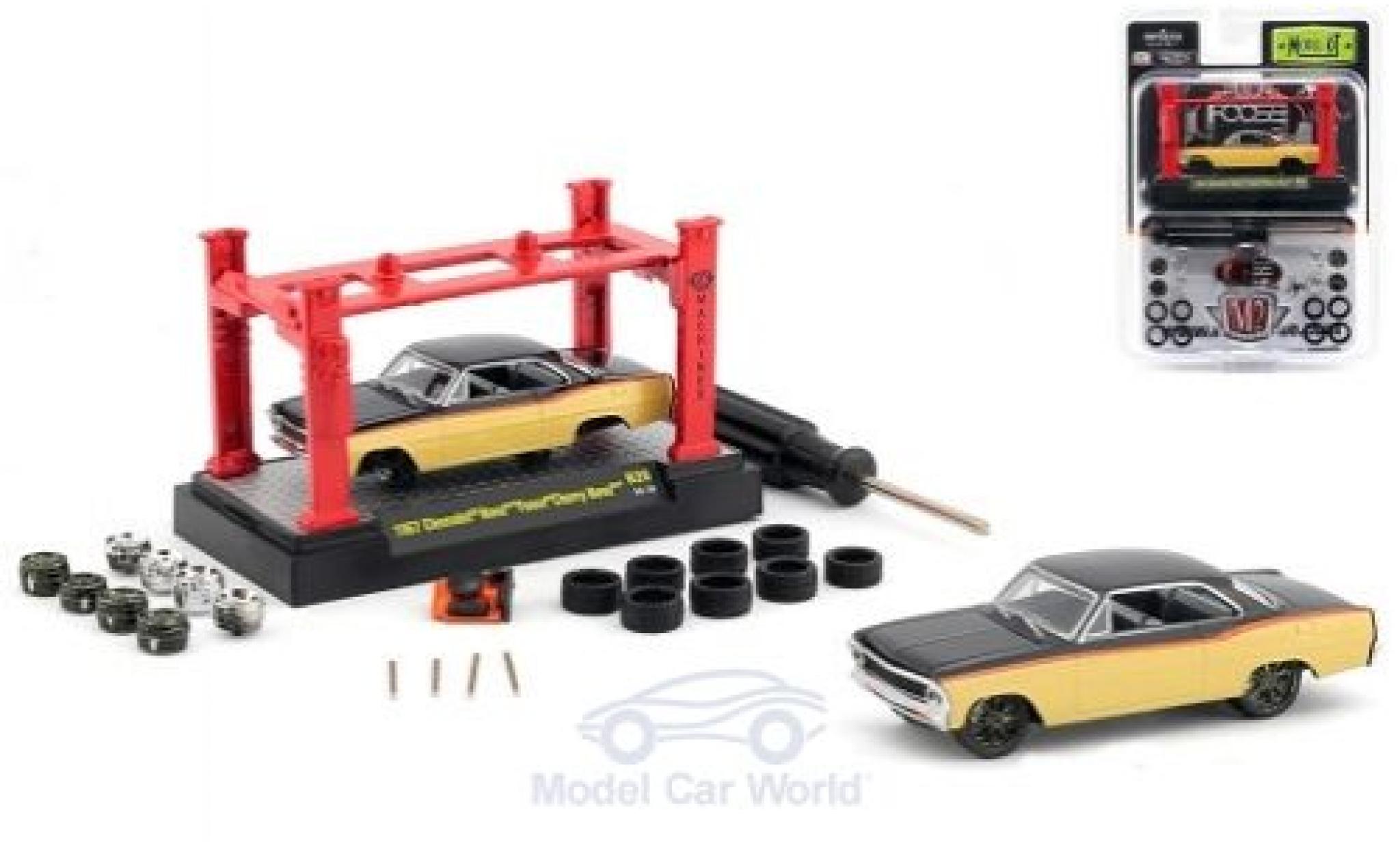Chevrolet Nova 1/64 M2 Machines metallic yellow/black Foose Cherry 1967 Model-Kit Bausatz inklusive 4 Ersatzr&auml;dern diecast model cars