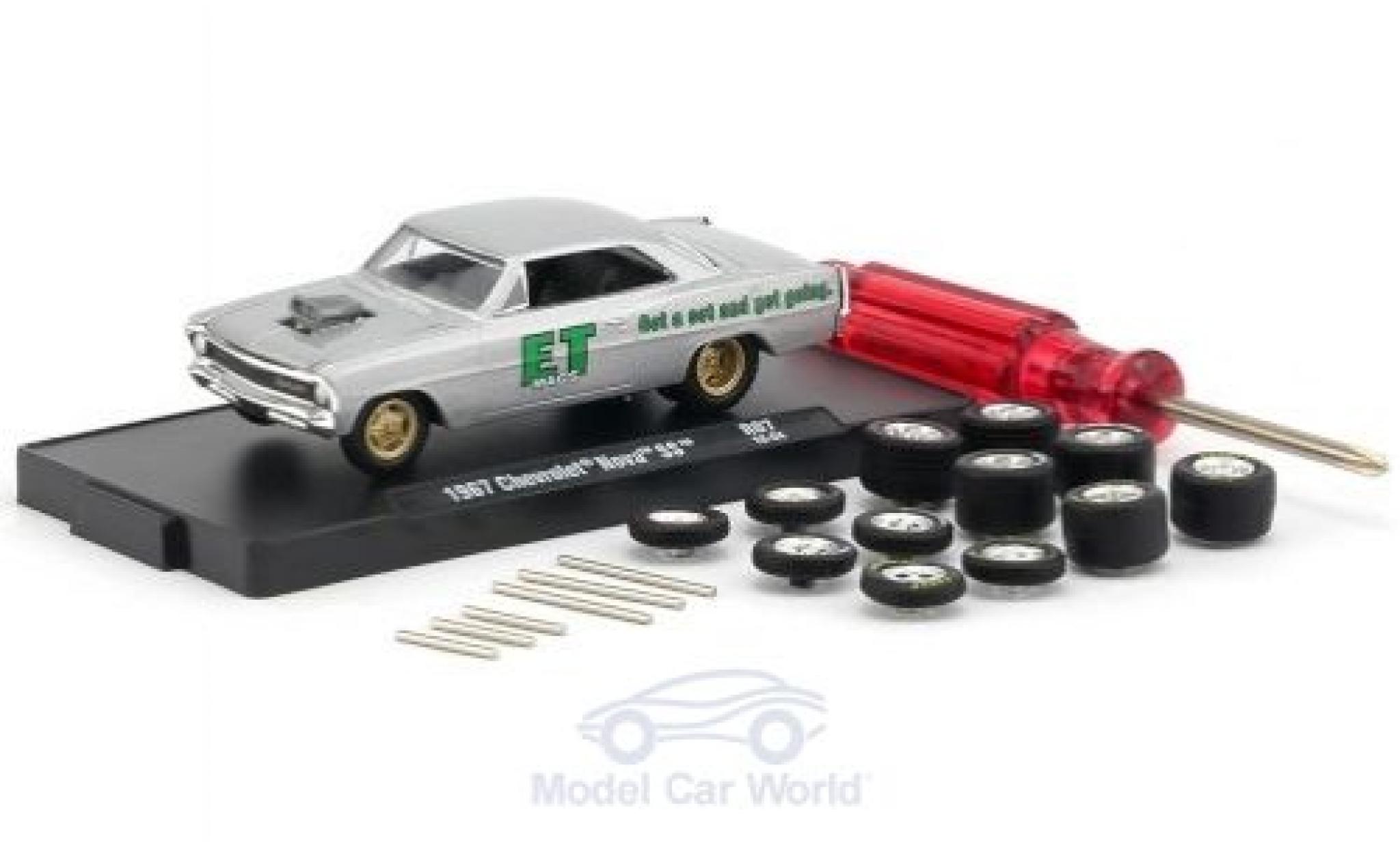 Chevrolet Nova 1/64 M2 Machines SS grey 1967 inklusive 12 Austauschr&auml;dern 6 Achsen und 1 Schraubenzieher Auto-Wheels Release 06 diecast model cars