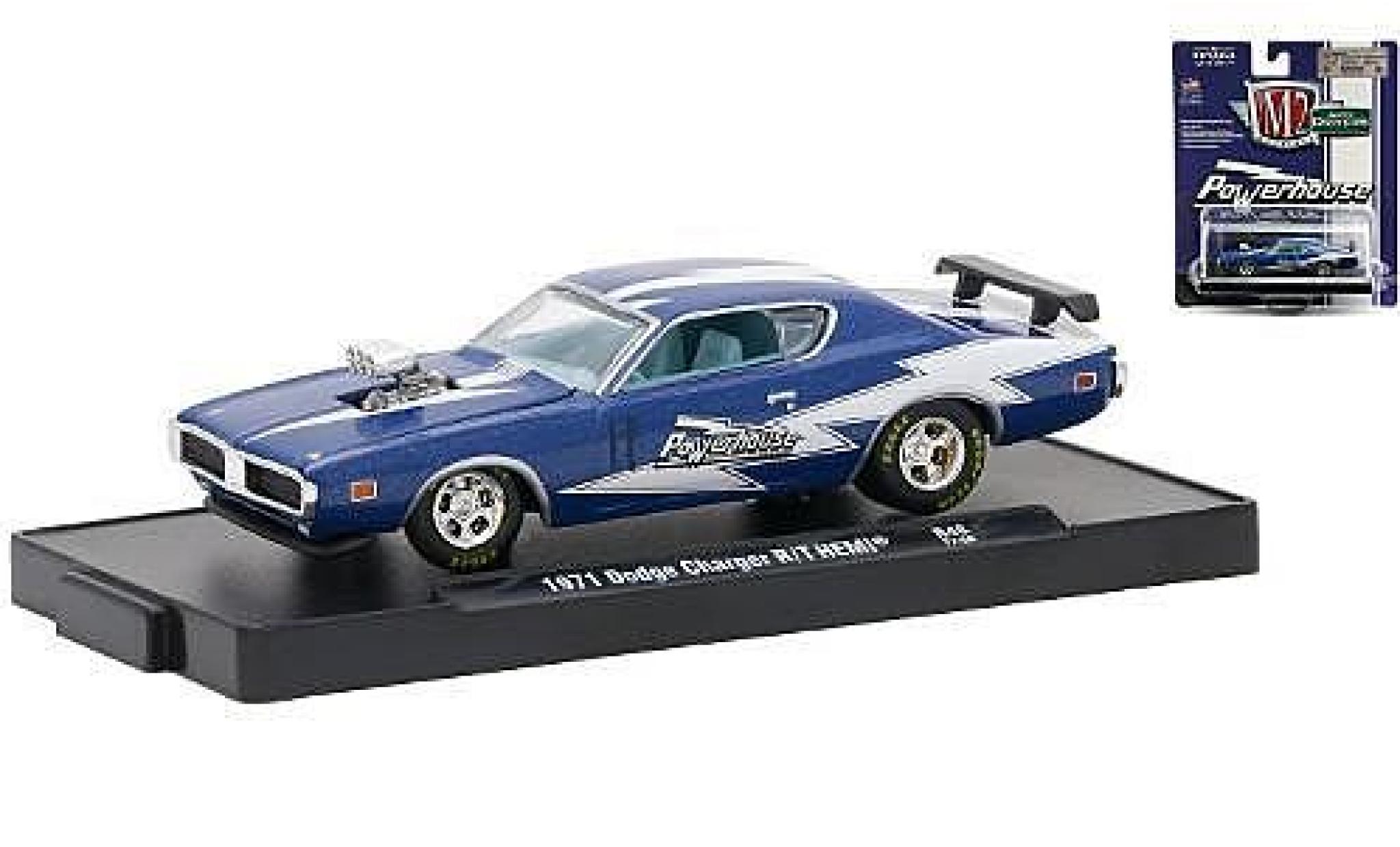 Dodge Charger 1/64 M2 Machines R/T HEMI metallic blue/white Powerhouse 1971 diecast model cars