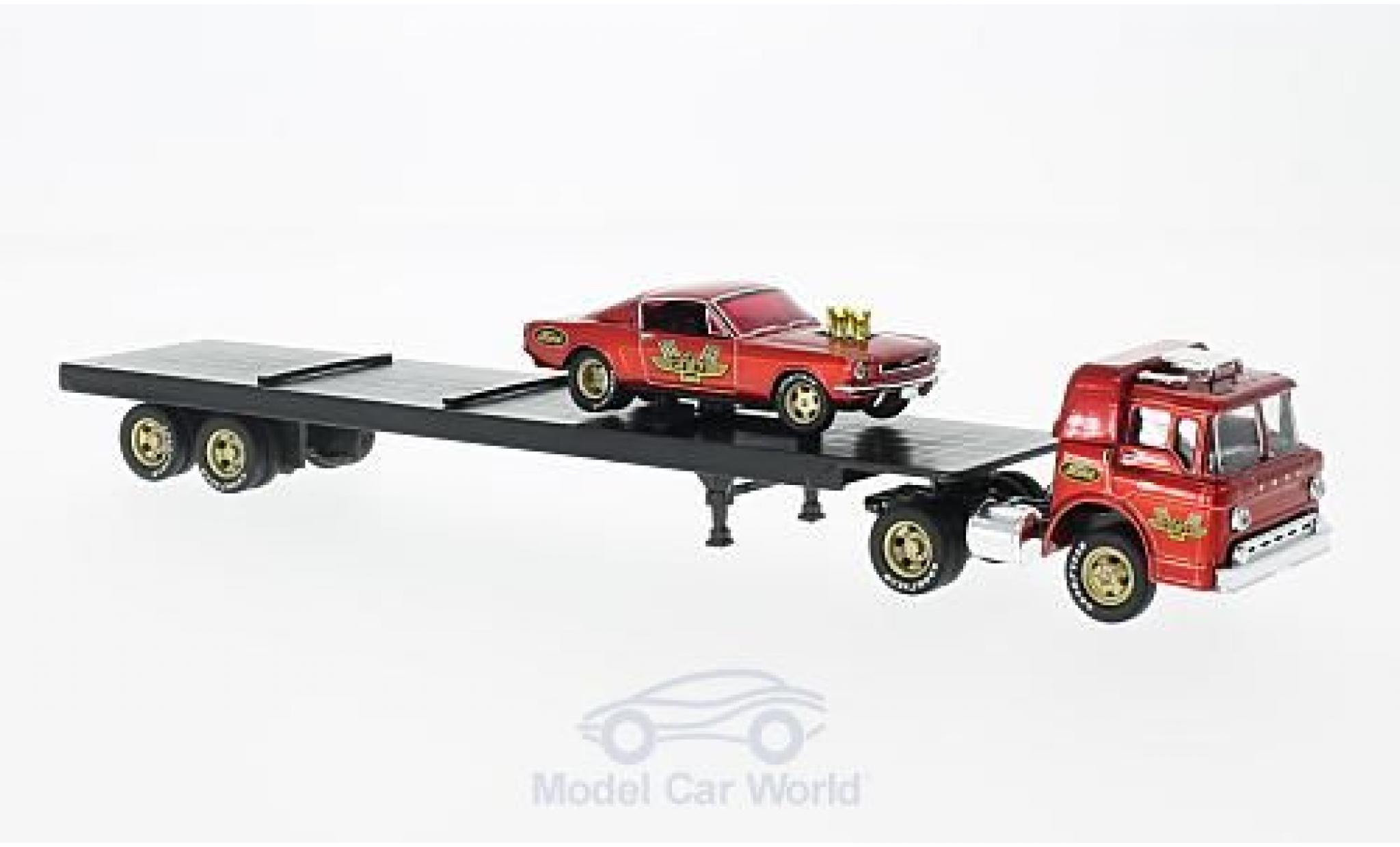 Ford C600 1/64 M2 Machines C-600 metallic red 1966 +1966 Mustang Fastback 2+2 diecast model cars