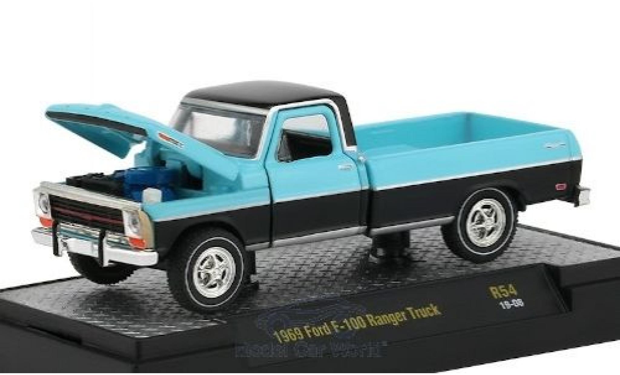 Ford F-1 1/64 M2 Machines 00 Ranger Truck black/blue 1969 diecast model cars