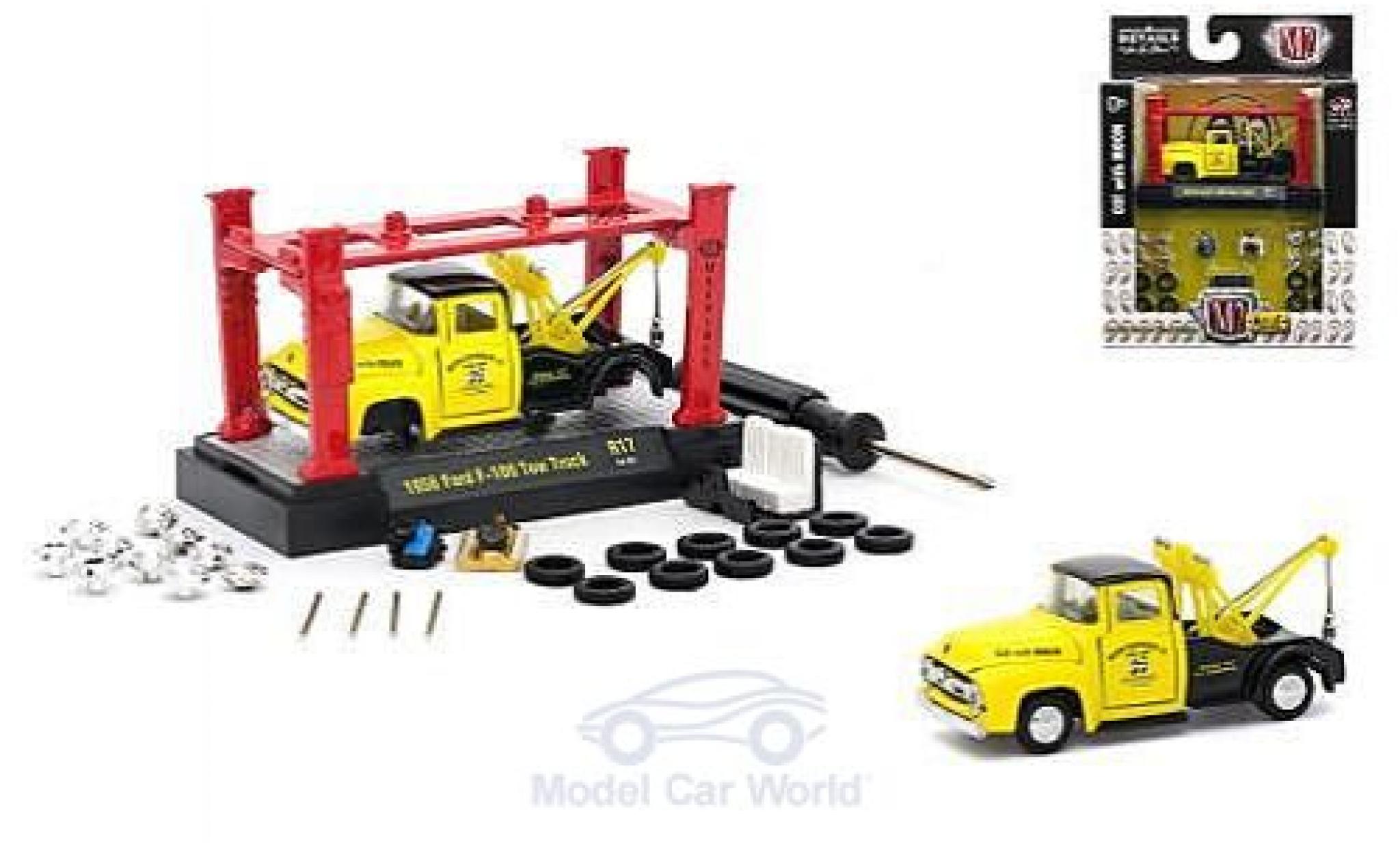 Ford F-1 1/64 M2 Machines 00 Tow Truck yellow/black Moon Equipment Co. 1956 Model-Kit Bausatz inklusive 4 Ersatzr&auml;dern diecast model cars