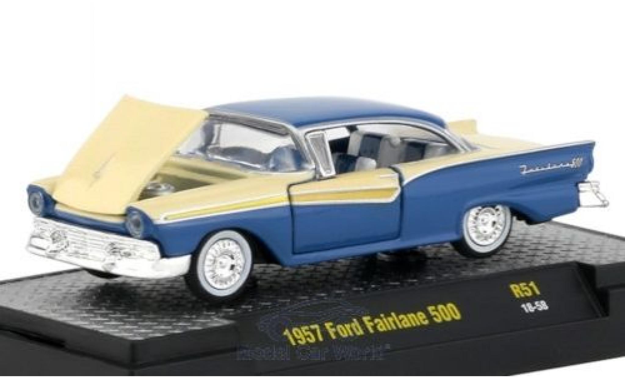 Ford Fairlane 1/64 M2 Machines 500 blue/beige 1957 diecast model cars