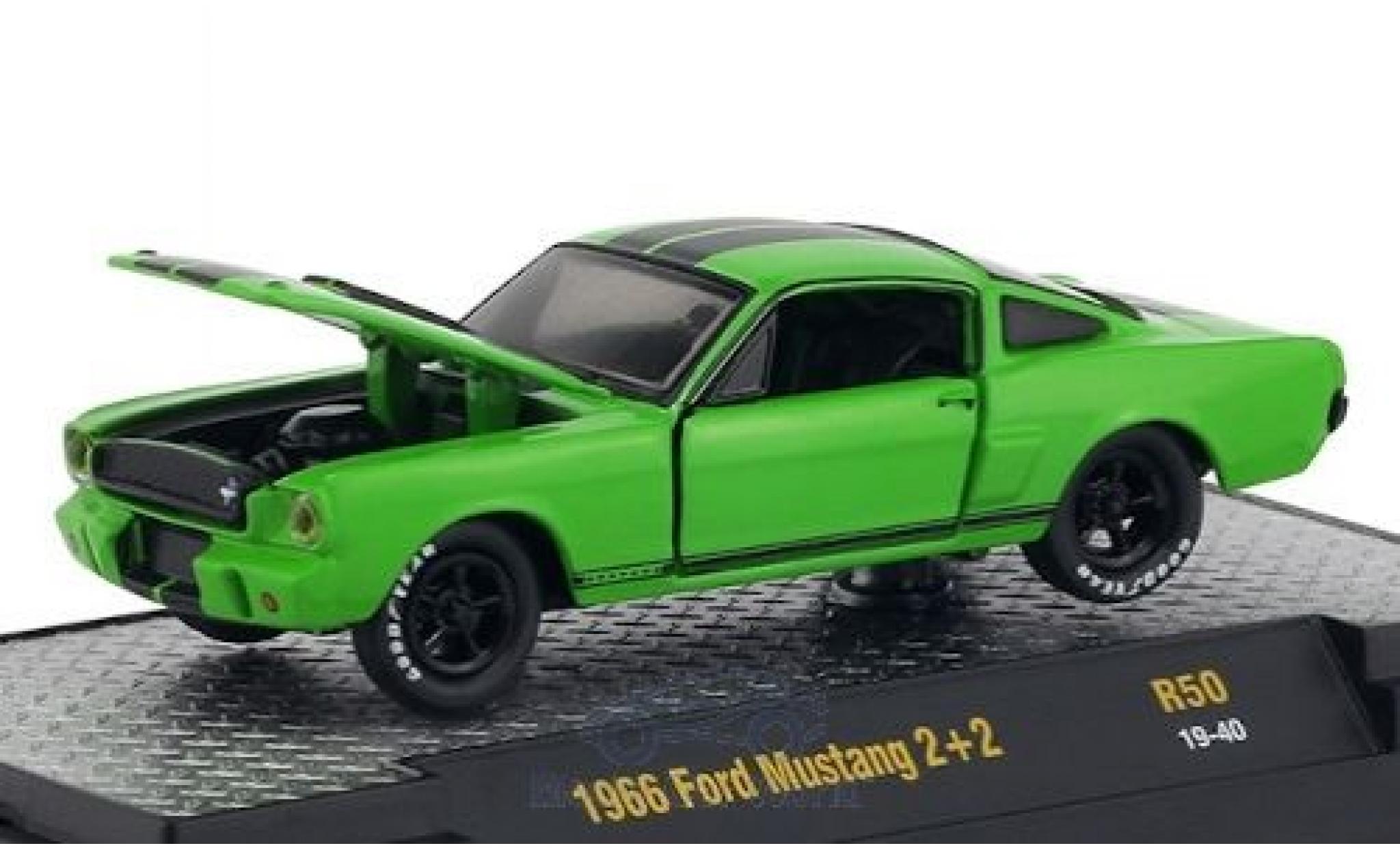 Ford Mustang 1/64 M2 Machines 2+2 green/black 1966 diecast model cars